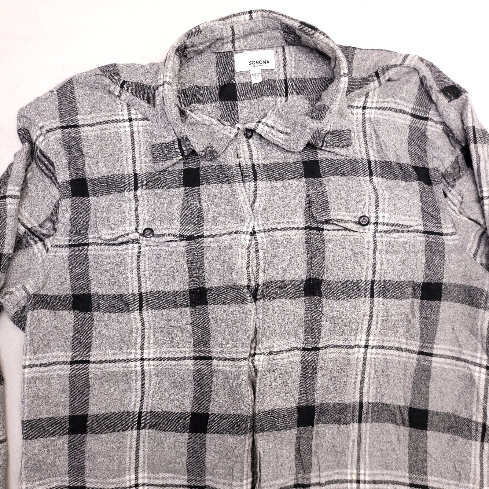 Sonoma Sonoma Windowpane Flannel Shirt Mens Size Large L Gray Size US L / EU 52-54 / 3 - 1 Thumbnail