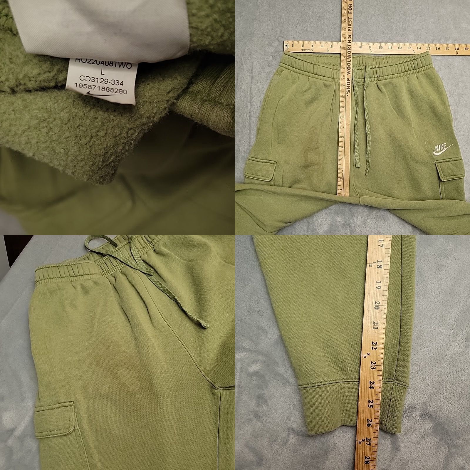Nike Nike Jogger Pants Mens L Green Cotton Blend Sweats Club Fleece Sportswear Shirt/Bottom Mens Green Nike Jogger Pants L Regular Cotton Blend Fiction? Size US 33 - 9 Thumbnail