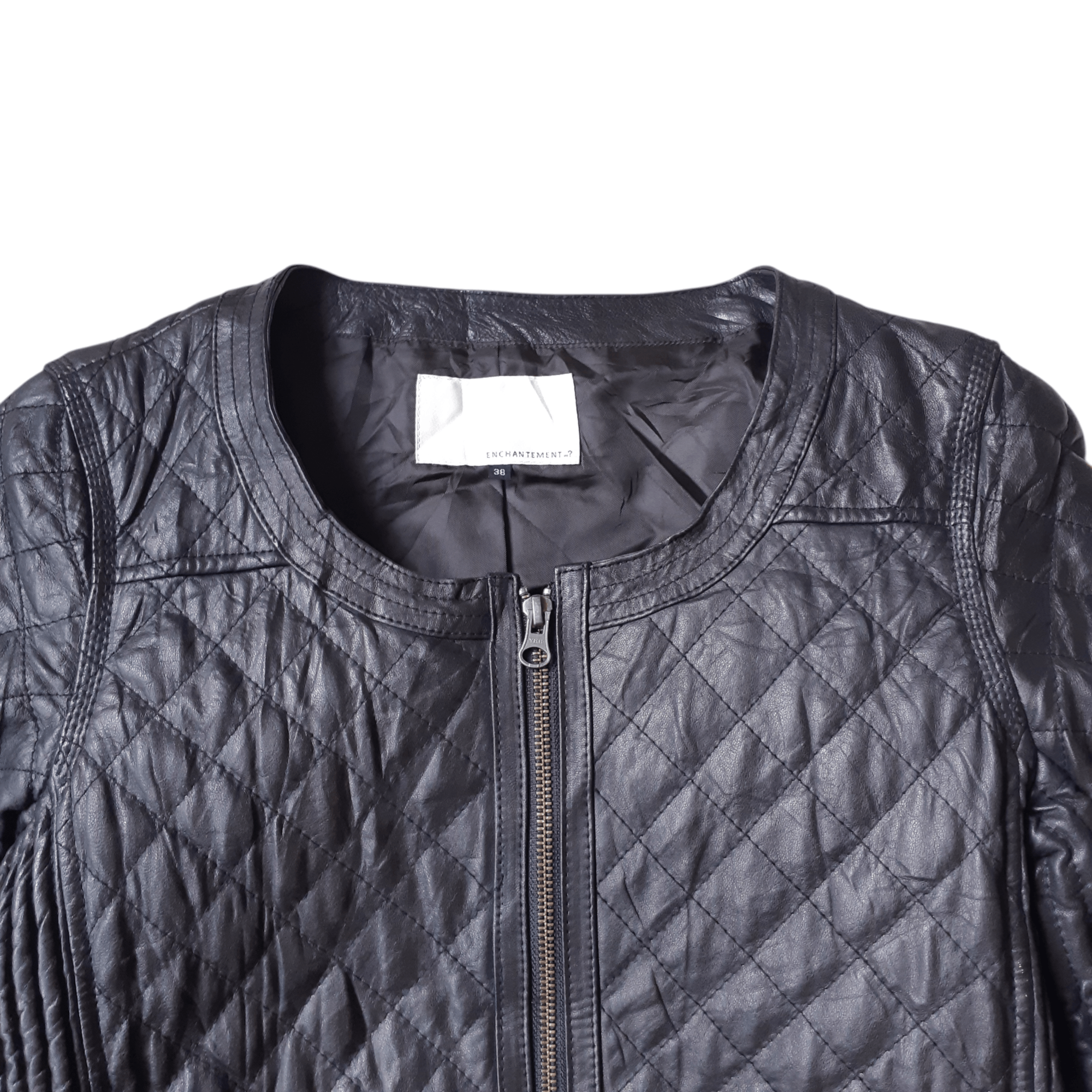 Enchantment Enchantement Japan Quilted Lambskin Leather Biker Jacket Size XS / US 0-2 / IT 36-38 - 2 Thumbnail
