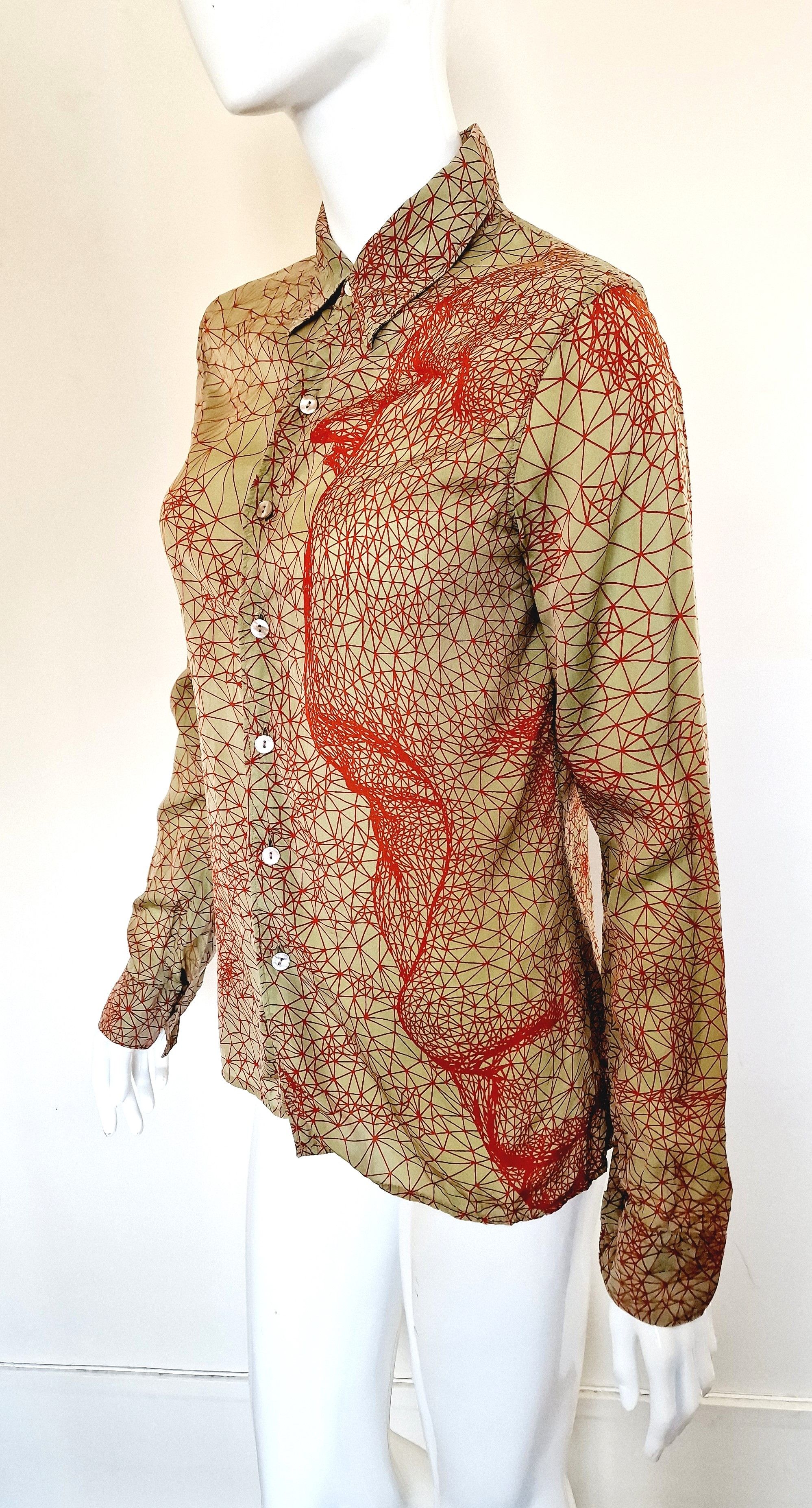 Jean Paul Gaultier Geometric Face Optical Top Blouse Shirt