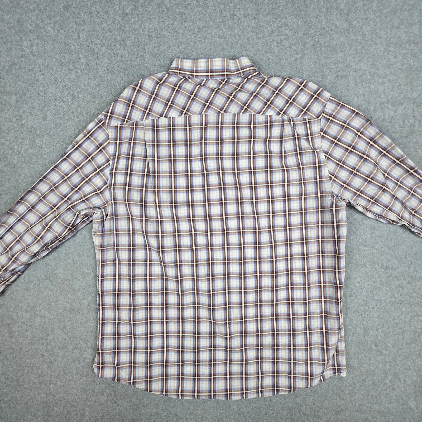 Pronto Uomo Pronto Uomo XL Long Slv Button Down Brown Blue Plaid Shirt Size US XL / EU 56 / 4 - 3 Thumbnail
