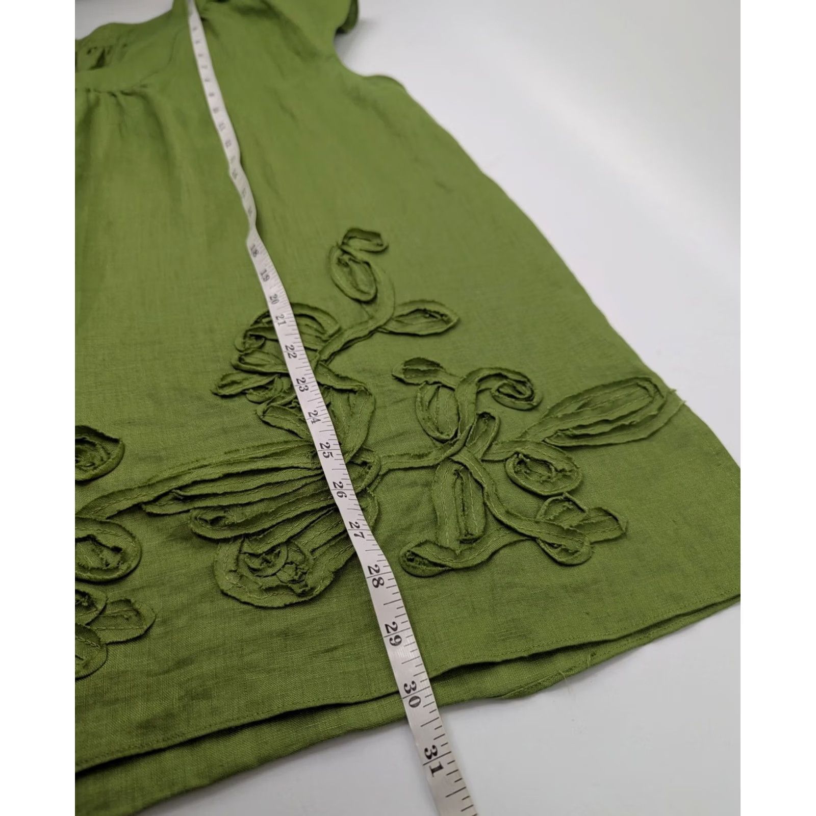 Vintage VINTAGE Trenz Woman Theresa Linen Plus Size 2X Top Tunic Cutouts Embroiderd Sleeveless Blouse Green 2X Womens 2000s Size XXL / US 16-18 / IT 52-54 - 3 Thumbnail