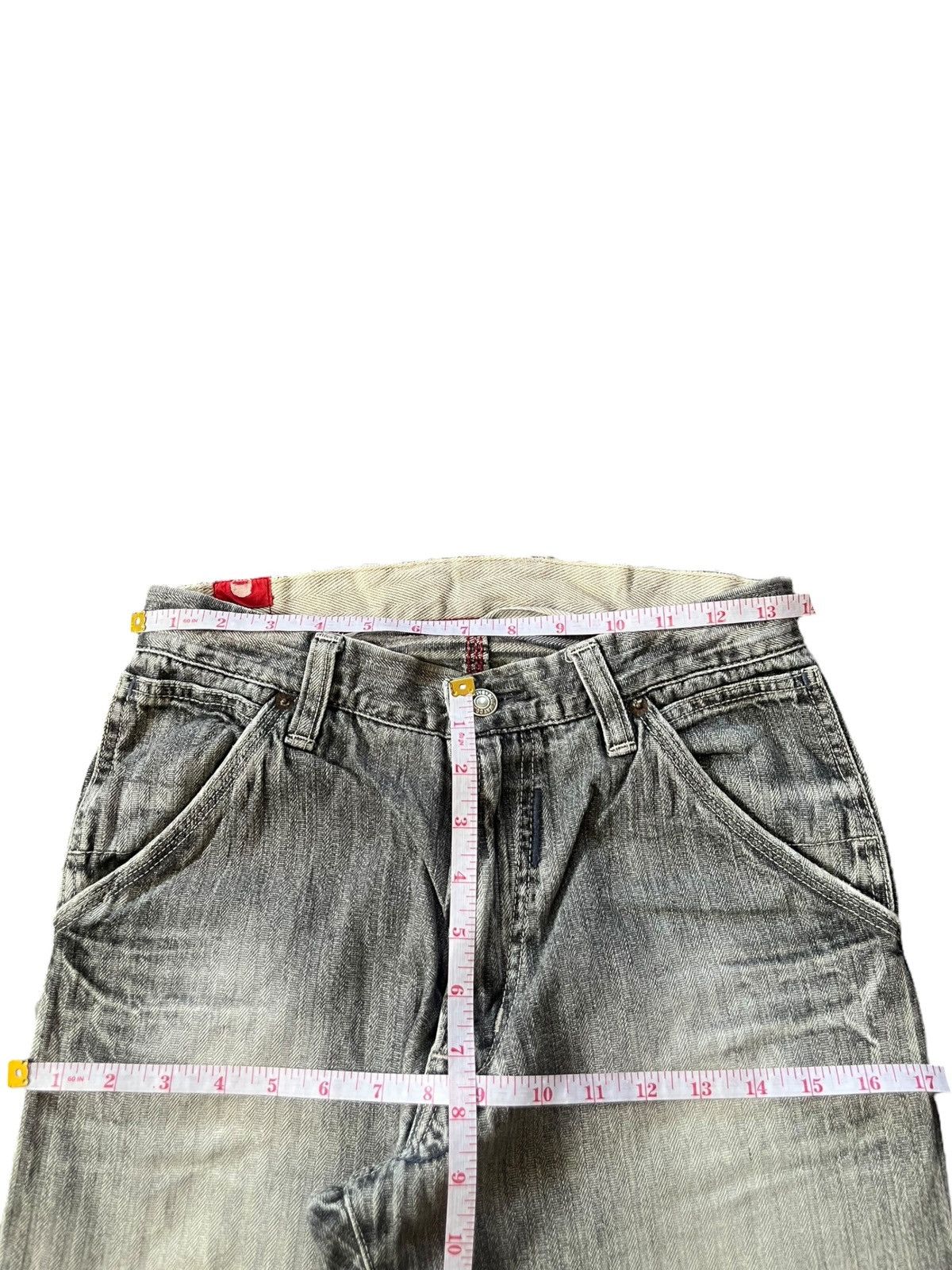 Edwin Vintage Japanese Brand Charcoal Wash Distress Loose Jeans Size 27" / US 4 / IT 40 - 6 Thumbnail