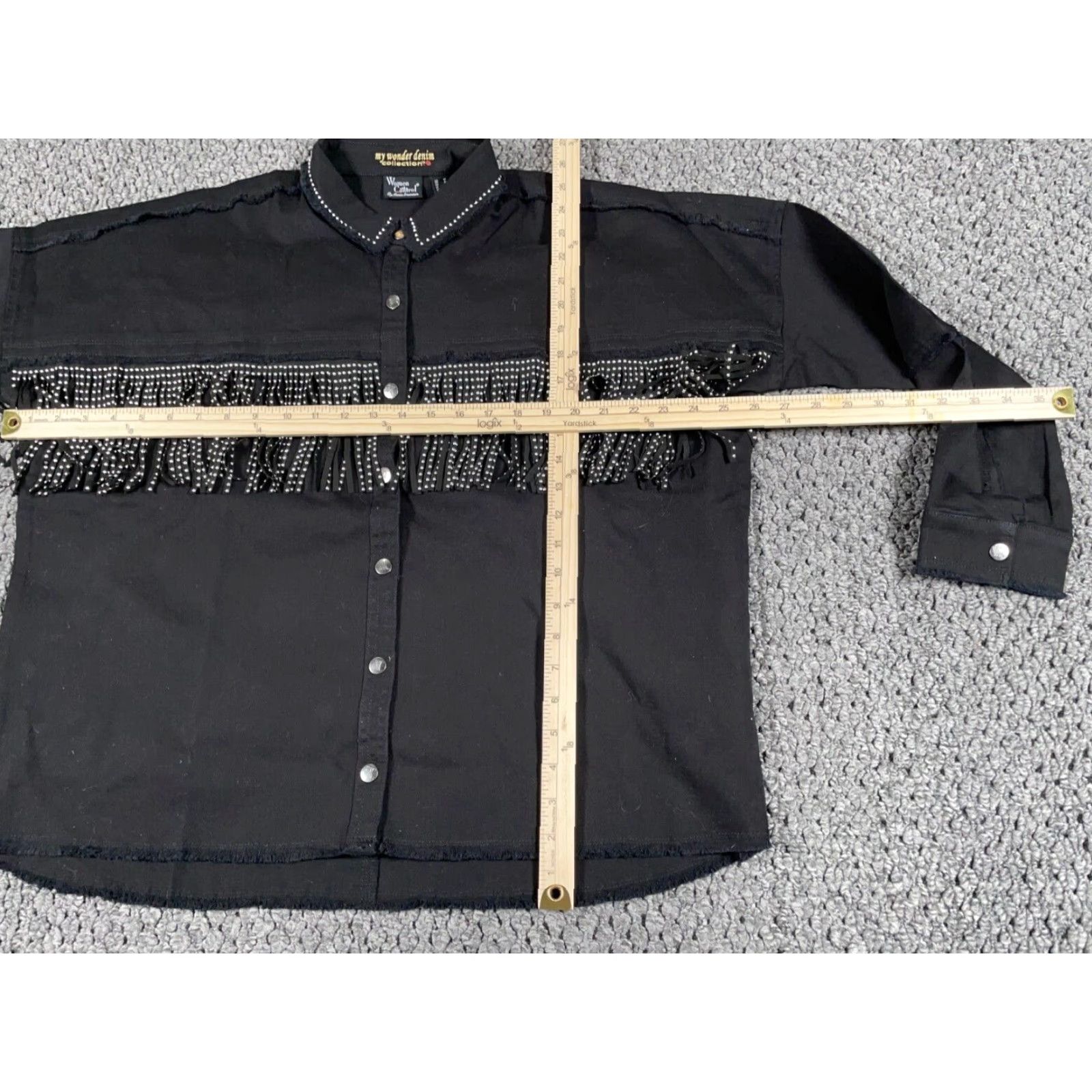 Vintage VINTAGE Western Fringe Snap Button Jacket Women’s Medium Black Cowboy Cowgirl Retro Western Rockabilly Denim 90s Girls Size M / US 6-8 / IT 42-44 - 4 Thumbnail