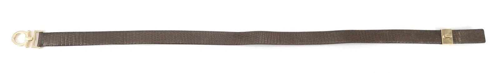 Salvatore Ferragamo Salvatore Ferragamo Green Embossed Leather Gancio Belt Size ONE SIZE - 8 Thumbnail
