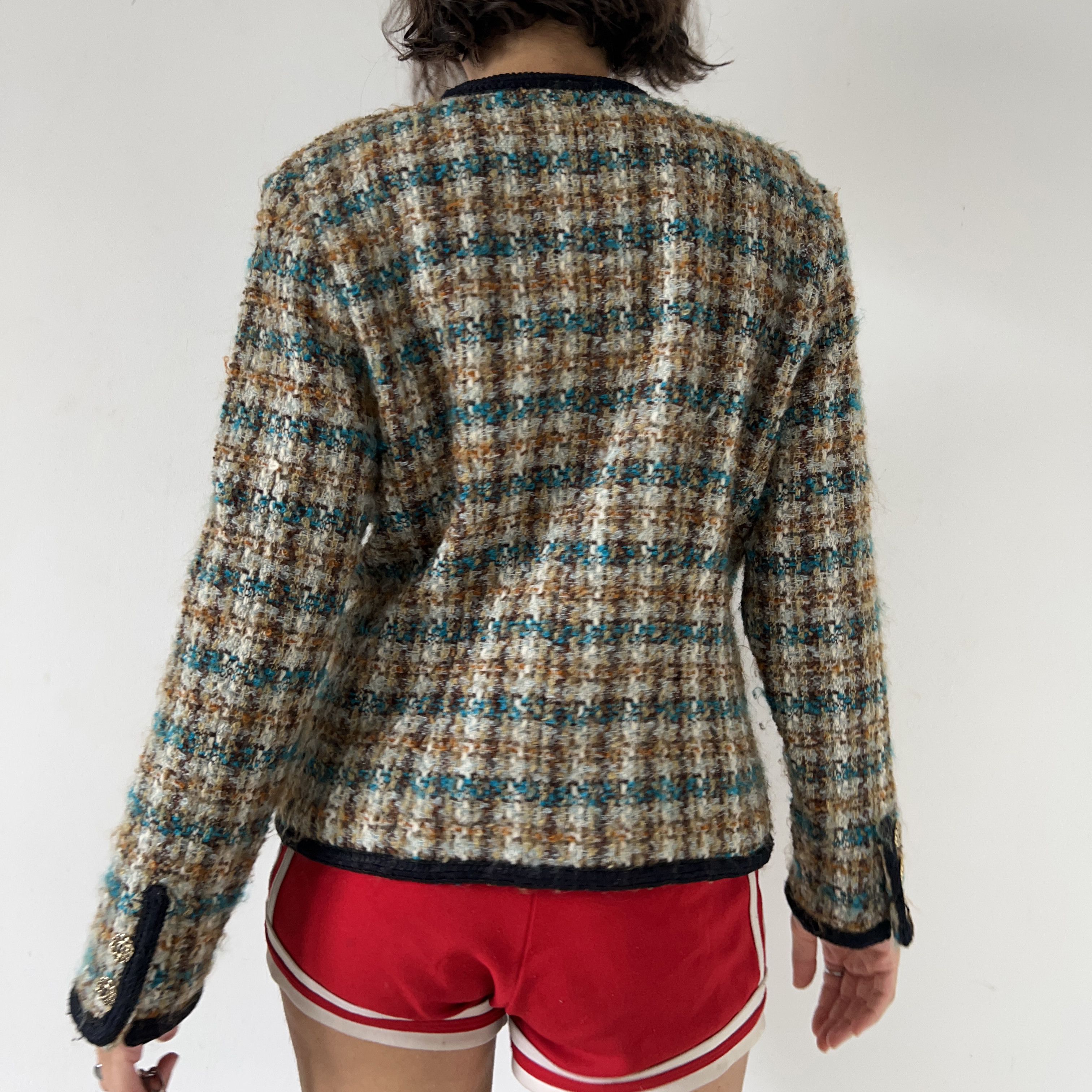 Vintage Vintage 90s Plaid Tweed Blazer Size L / US 10 / IT 46 - 2 Thumbnail