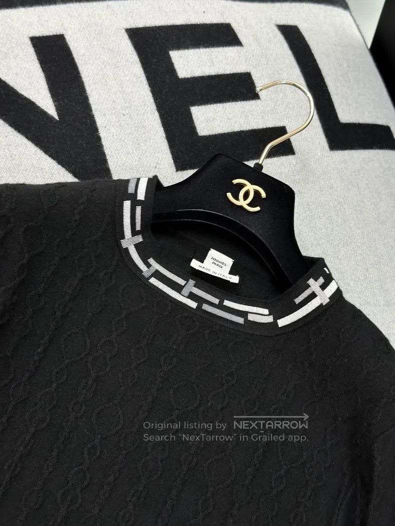Hermes Hermes Black Chain Embossed Jacquard Texture Long Sleeve T Size XS / US 0-2 / IT 36-38 - 2 Thumbnail