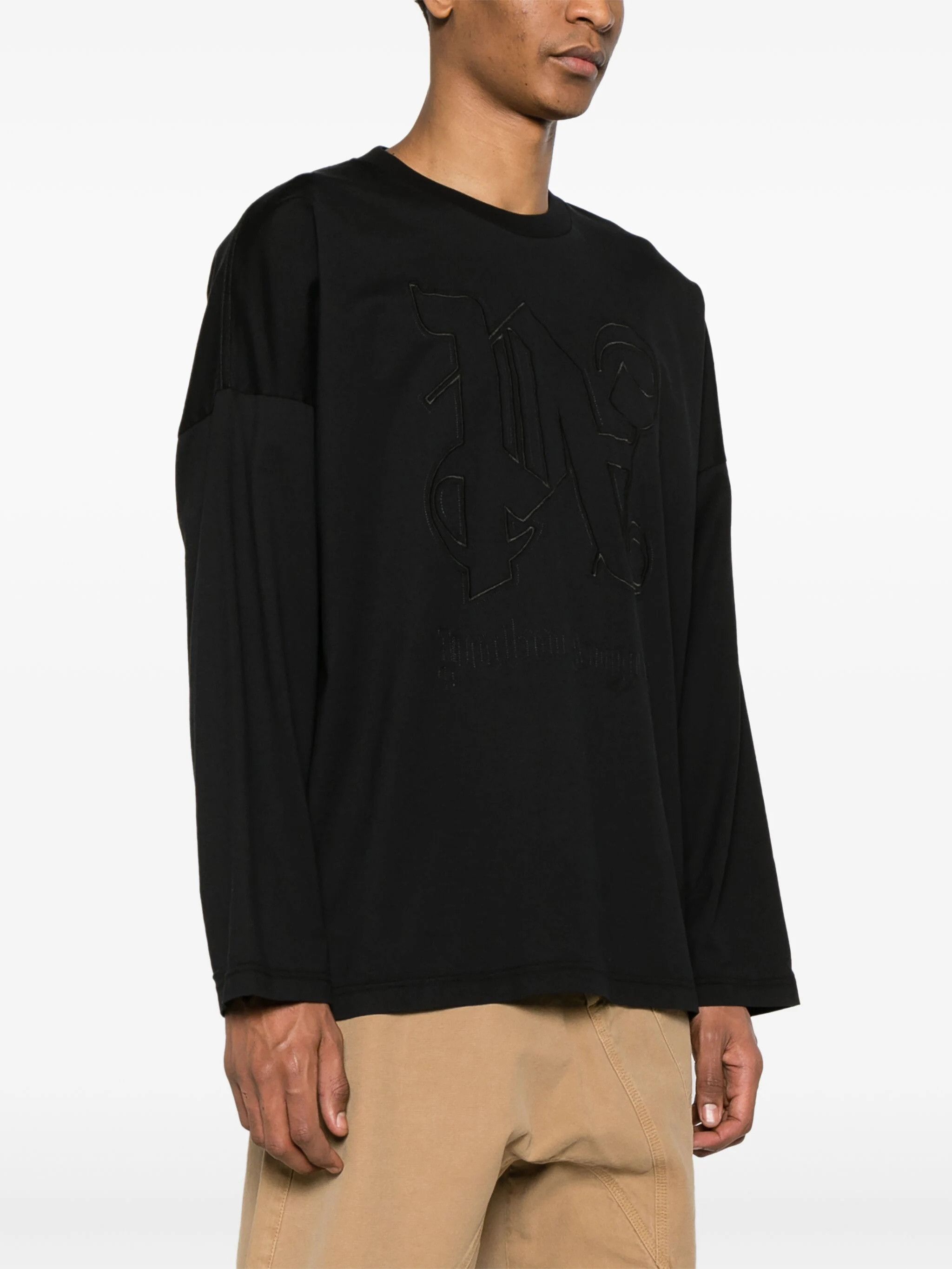 Palm Angels o1y0325 Logo Crewneck T-Shirt in Black Size US XXL / EU 58 / 5 - 2 Thumbnail