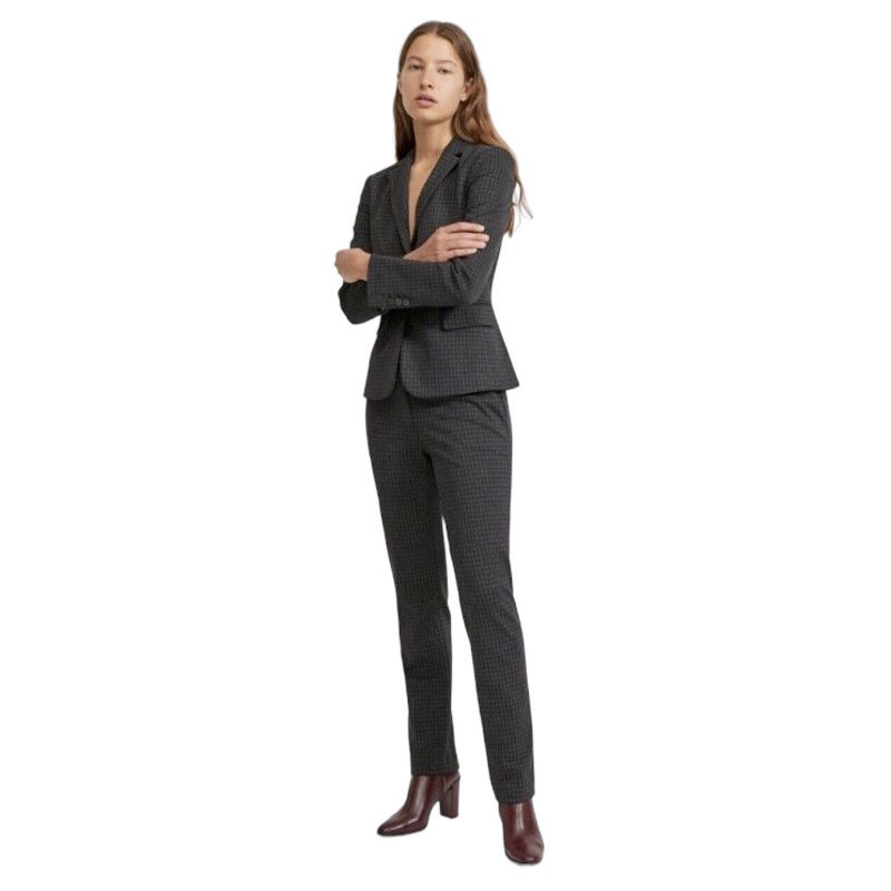 Image of Theory Tailored Trouser Hound Knit Twill Black/gray | Size 8 in Grey, Women's