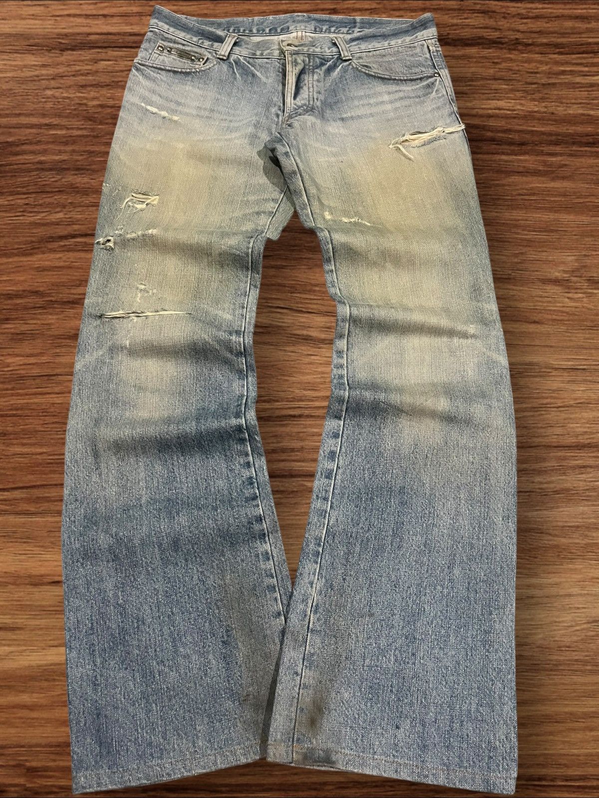5351 POUR LES HOMMES ⚡️Flare⚡️5351 Pour Les Hommes Distressed Clawmark Flare Jeans Size US 34 / EU 50 - 2 Thumbnail