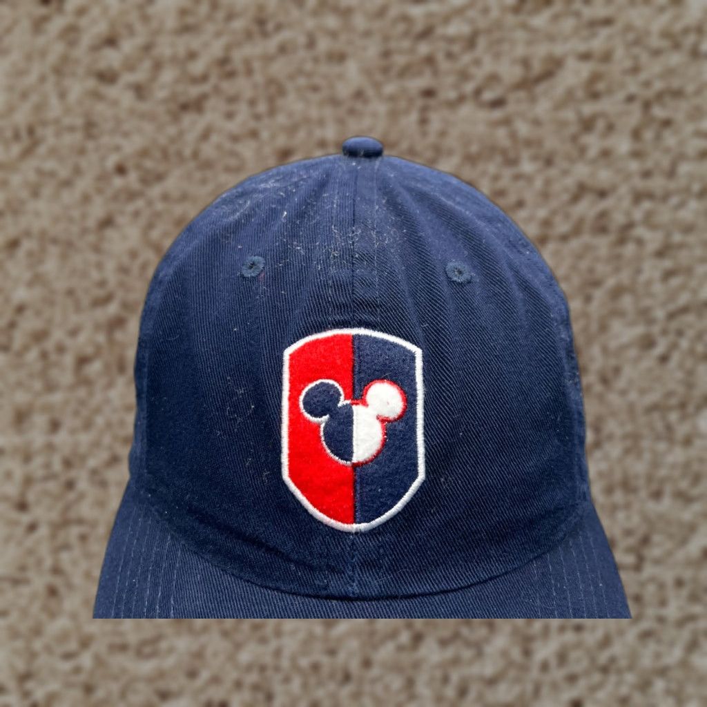 Disney VINTAGE Disney Mickey World Hat Cap Strap Back Adult Blue 100% Cotton Baseball Cap Unisex Adults Adjustable Twill, USA, 80s 90s Mickey Mouse Mens Size ONE SIZE - 1 Thumbnail