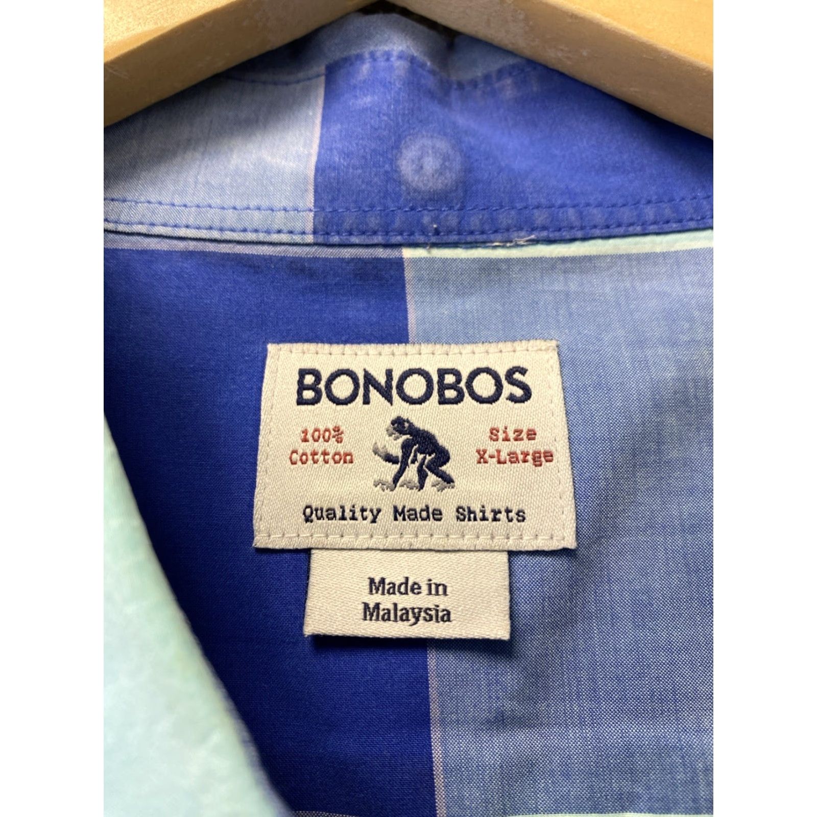 Bonobos Bonobos Shirt Mens XL blue Turquoise Plaid Cotton Casual Button-Up Collared Long Sleeve Size US XL / EU 56 / 4 - 5 Thumbnail