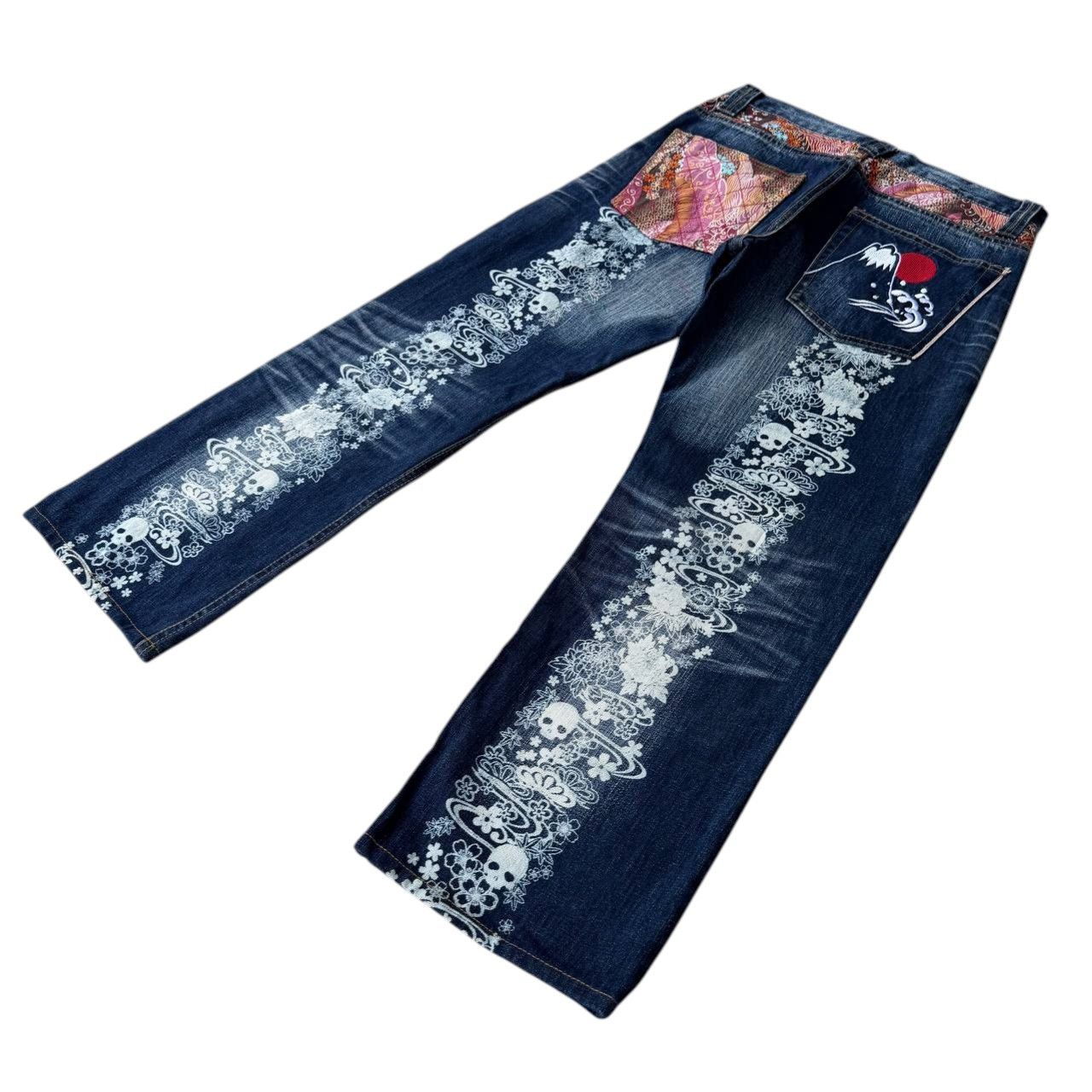 Japanese Brand RARE Namitatsu Redline Denim Ankle Cut-"Dokuro" Skull Tattoo Size US 30 / EU 46 - 12 Thumbnail
