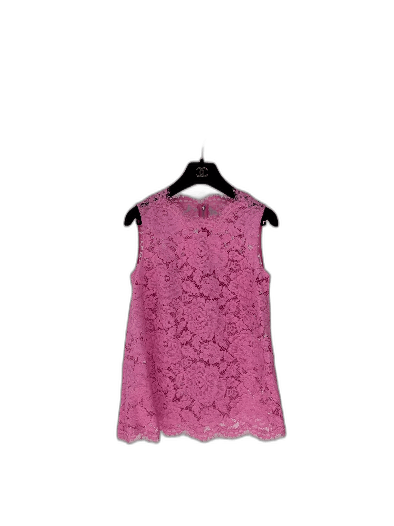 Dolce & Gabbana New Dolce & Gabbana Pink Lace Top Size S / US 4 / IT 40 - 1 Thumbnail