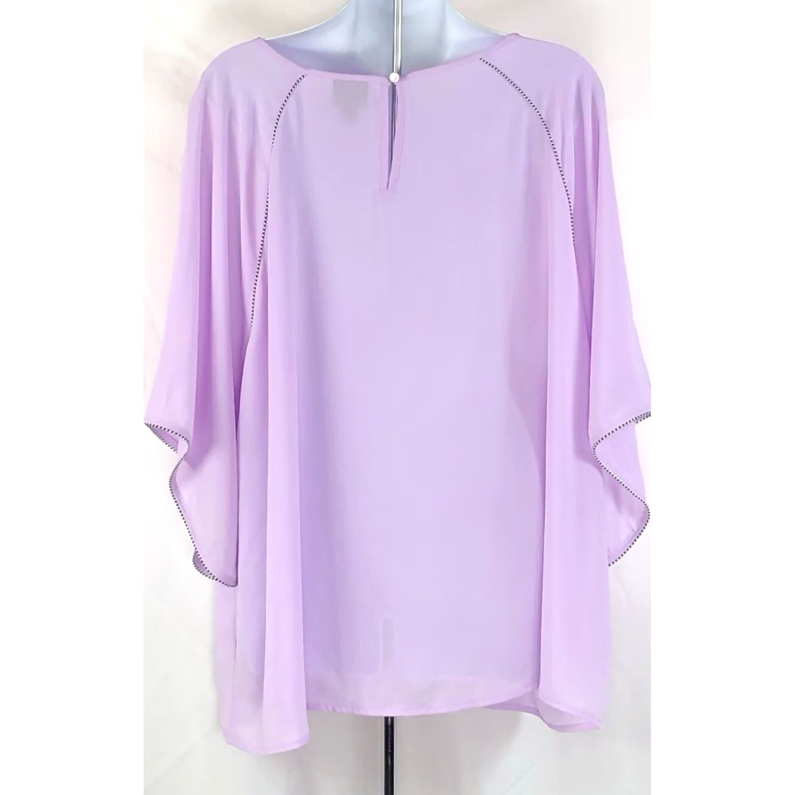 Worthington worthington Top Womens 2X Purple chiffon flowy Draped Angel sleeves fairy Romantic Size XXL / US 16-18 / IT 52-54 - 3 Thumbnail