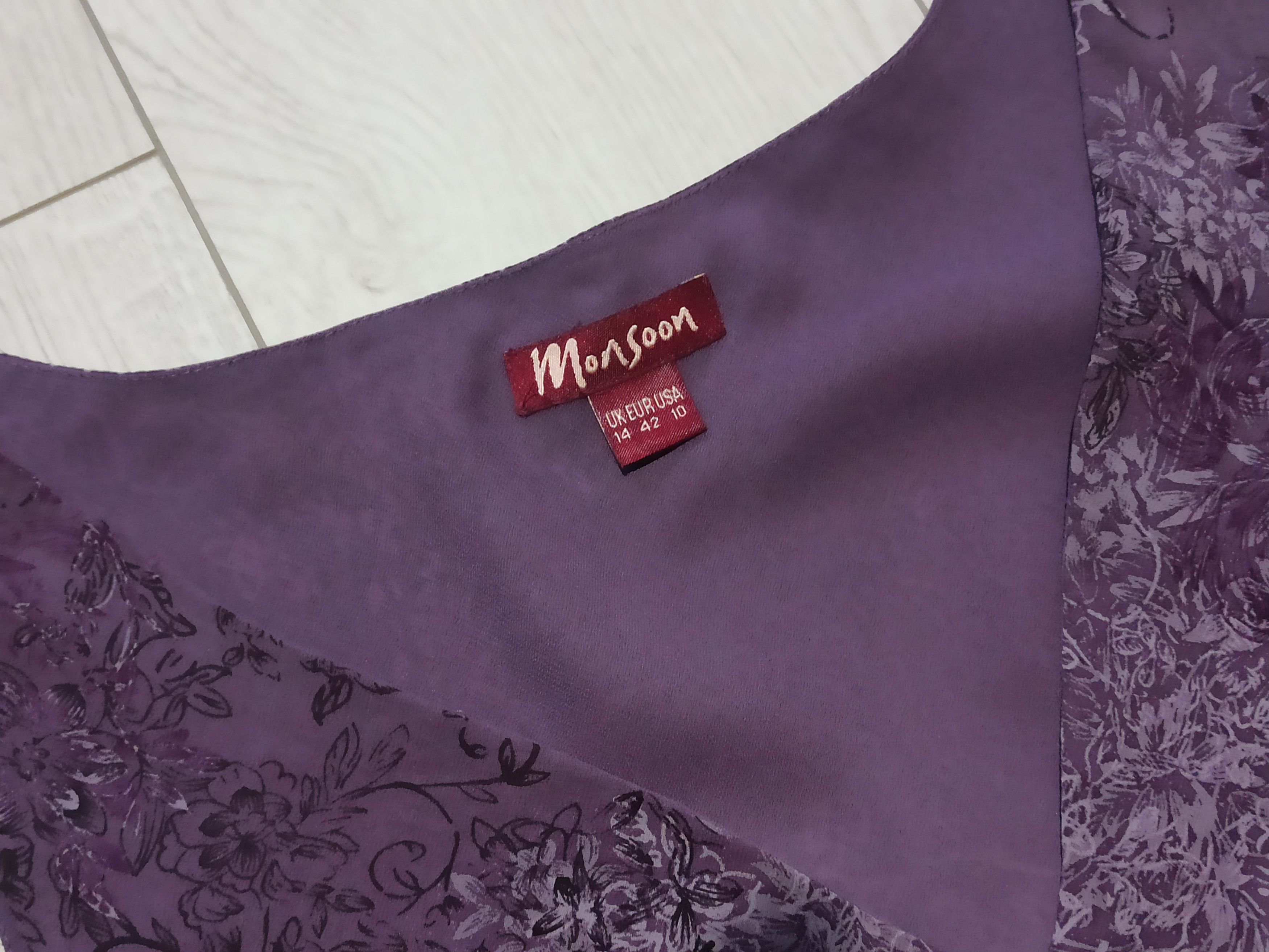 Designer Monsoon silk dress Size L / US 10 / IT 46 - 6 Thumbnail