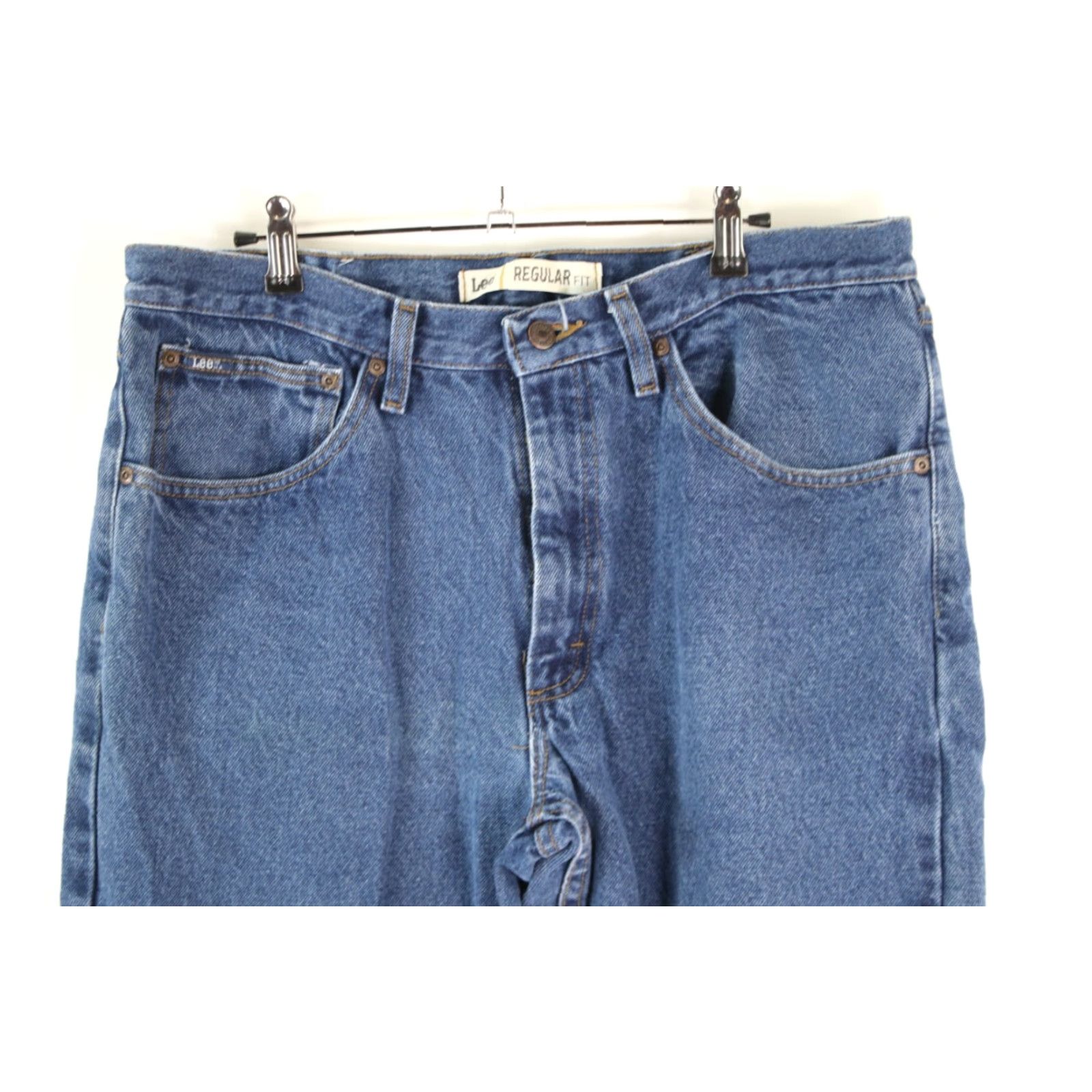 Lee Lee Men's Blue Denim Jeans, Regular Fit Straight Leg, Size 36X34, Casual, Solid Pattern Size US 34 / EU 50 - 3 Thumbnail