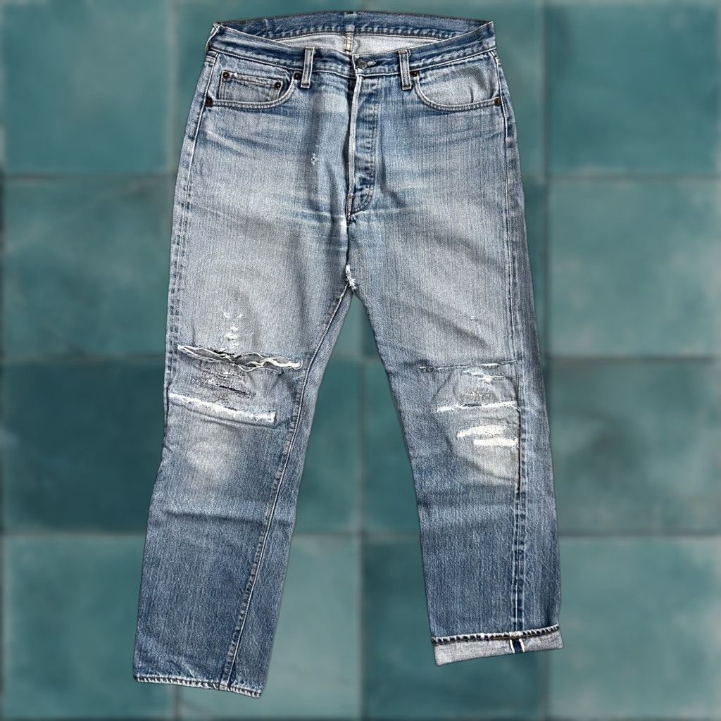 Levi's VINTAGE Levi's 501 Jeans Mens 36x36 Light Wash 80s USA Straight Distressed Cotton Core Size US 36 / EU 52 - 1 Thumbnail
