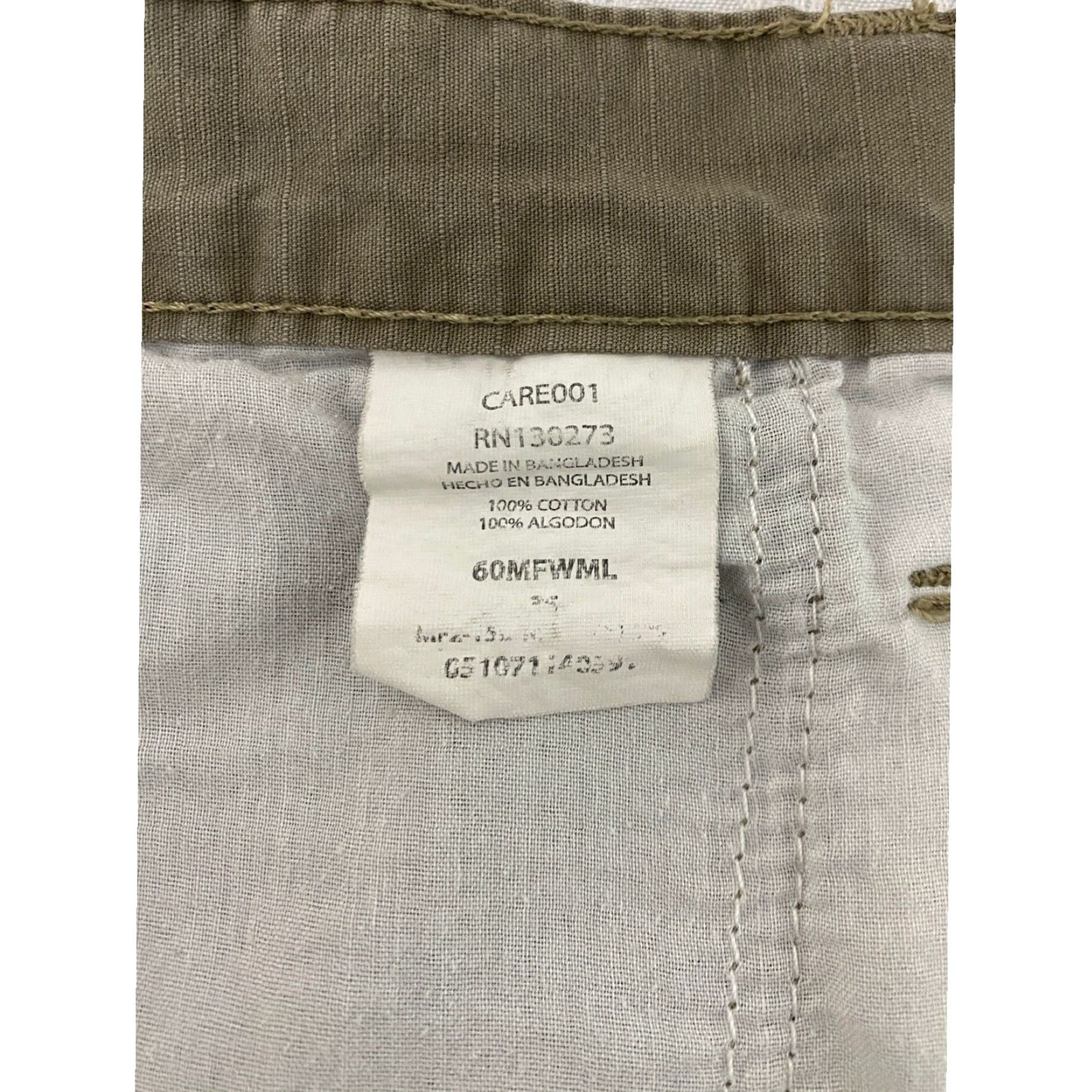 Wrangler Wrangler Authentics Mens Cargo Shorts 60MFWML Khaki Brown Ripstop Cotton Size 34 Size US 34 / EU 50 - 3 Thumbnail
