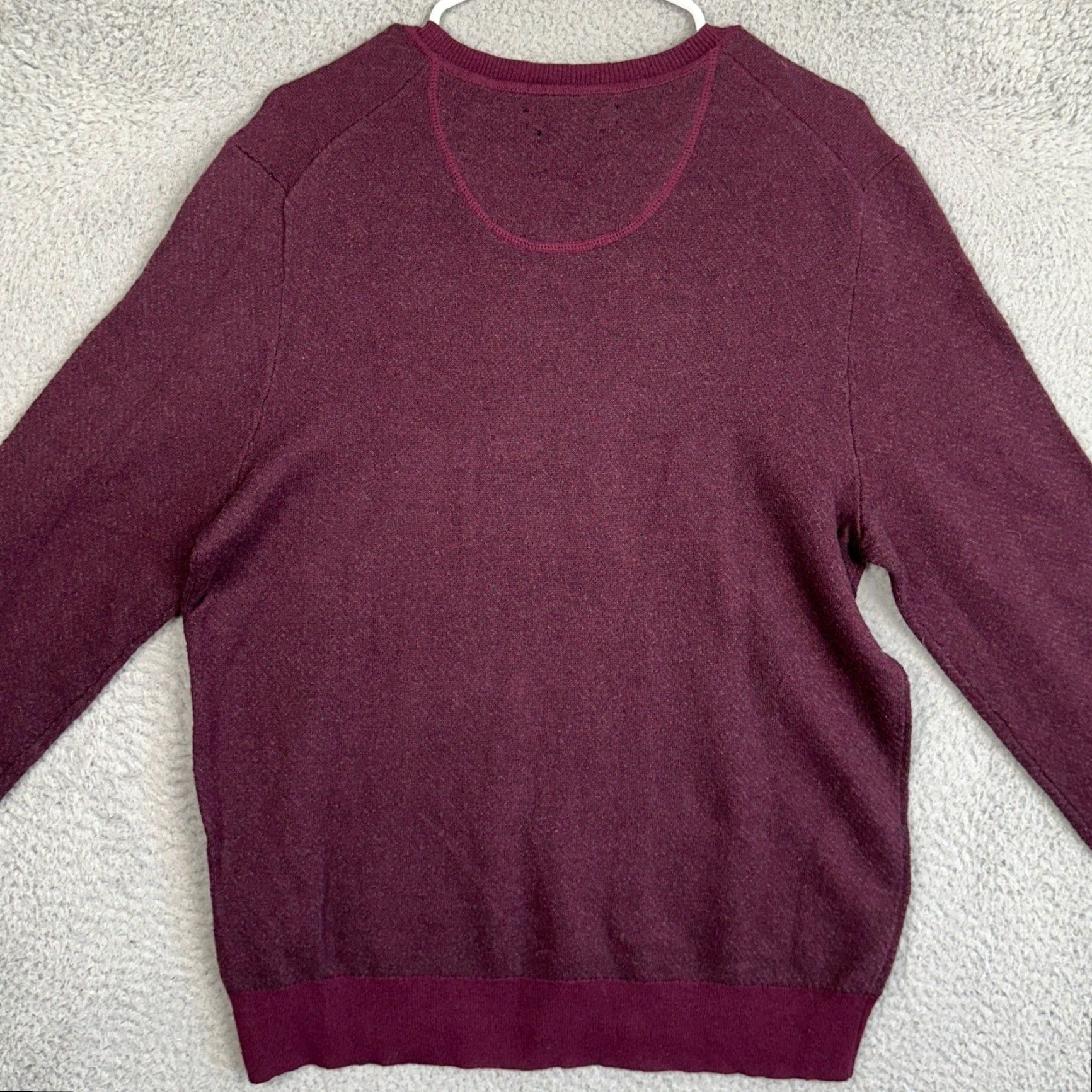 Vintage Marc Anthony Sweater Mens XL V-Neck Pullover Slim Fit Burgundy Purple Knit Wool Blend Cashmere Merino Wool Cotton Size US XL / EU 56 / 4 - 3 Thumbnail