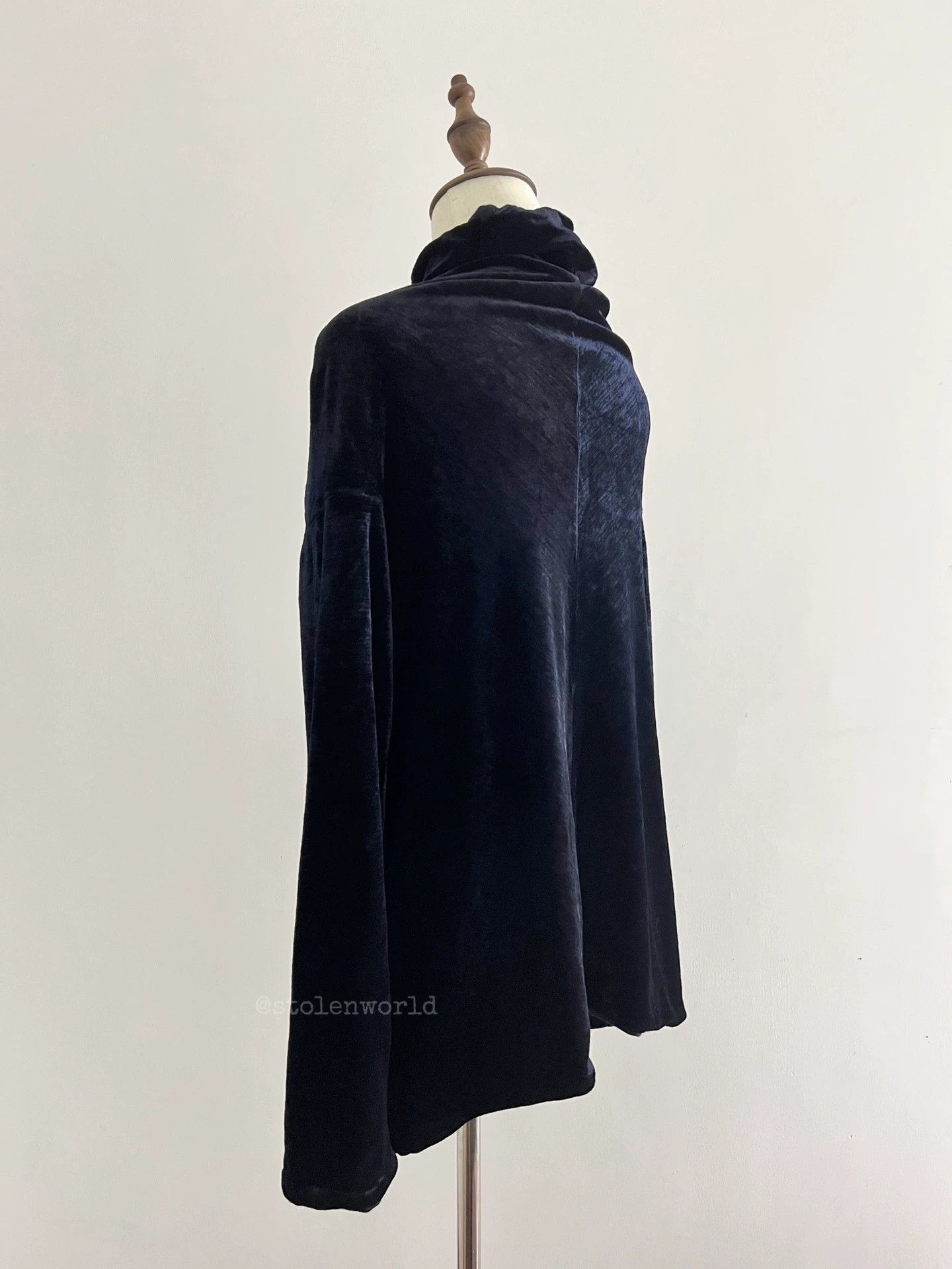 Comme des Garcons Comme des Garçons Blue Velvet Stacked Collar Jacket Size S / US 4 / IT 40 - 4 Thumbnail