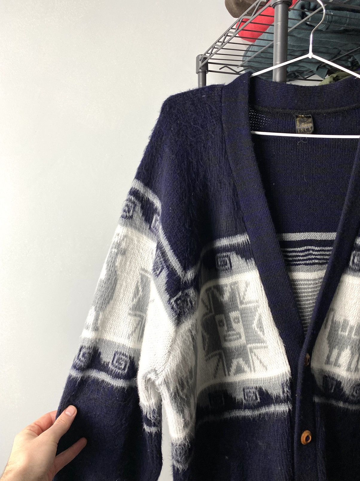 Japanese Brand Vintage 1990’s Inca Artesanias Cardigan Sweater Aztec Wool Size US L / EU 52-54 / 3 - 2 Thumbnail
