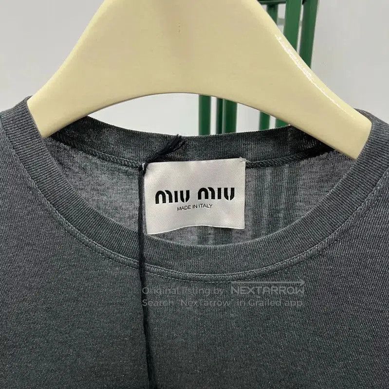 Miu Miu Miu Miu Gray Cotton Logo Embroidered Dress . Size S / US 4 / IT 40 - 3 Thumbnail