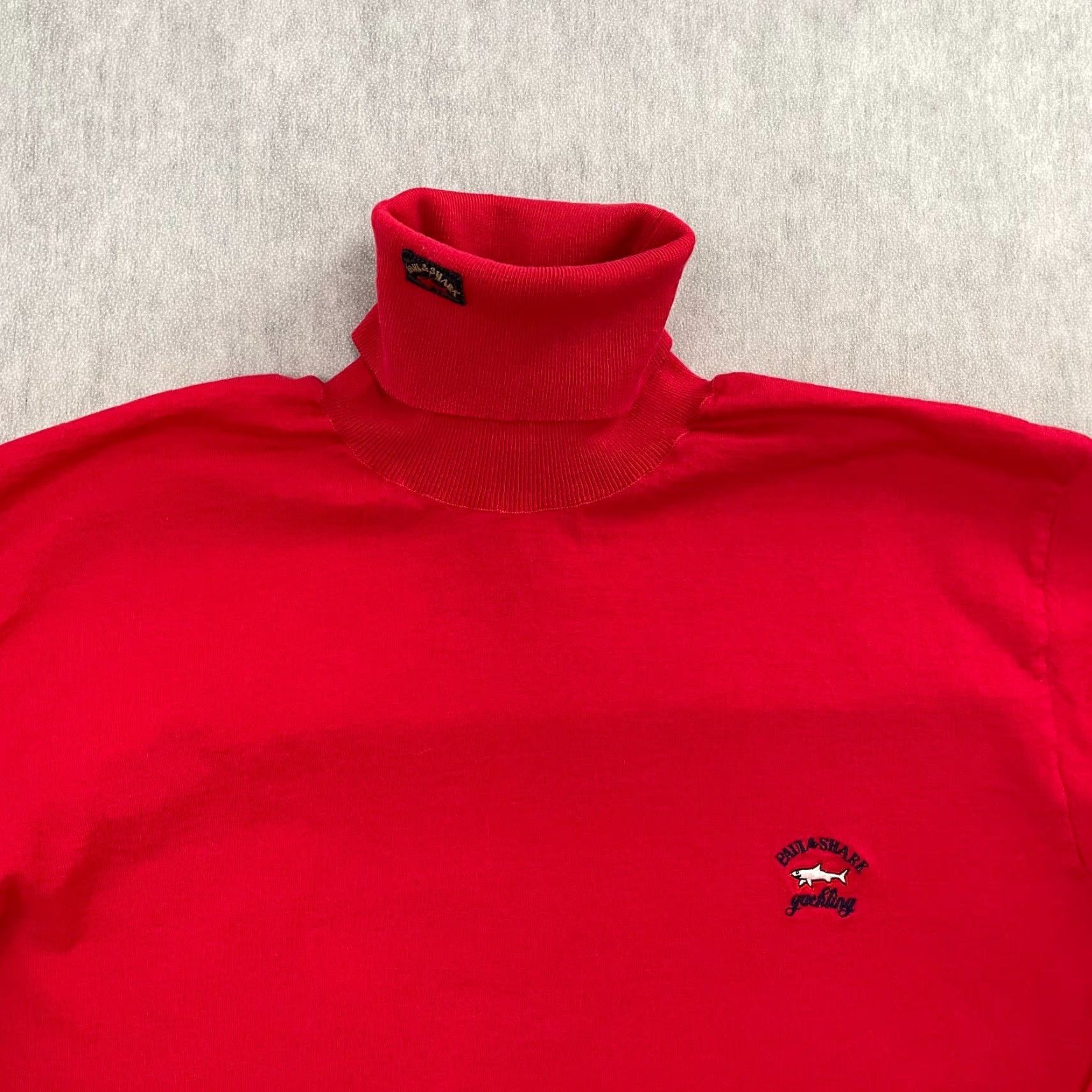Paul & Shark Paul & Shark Yachting Sweatshirt Adult XL Slim Red Turtleneck Pullover Mens Knit Sweater - Cotton, Logo, Embroidered, Solid, Classic Designer Size US XL / EU 56 / 4 - 3 Thumbnail