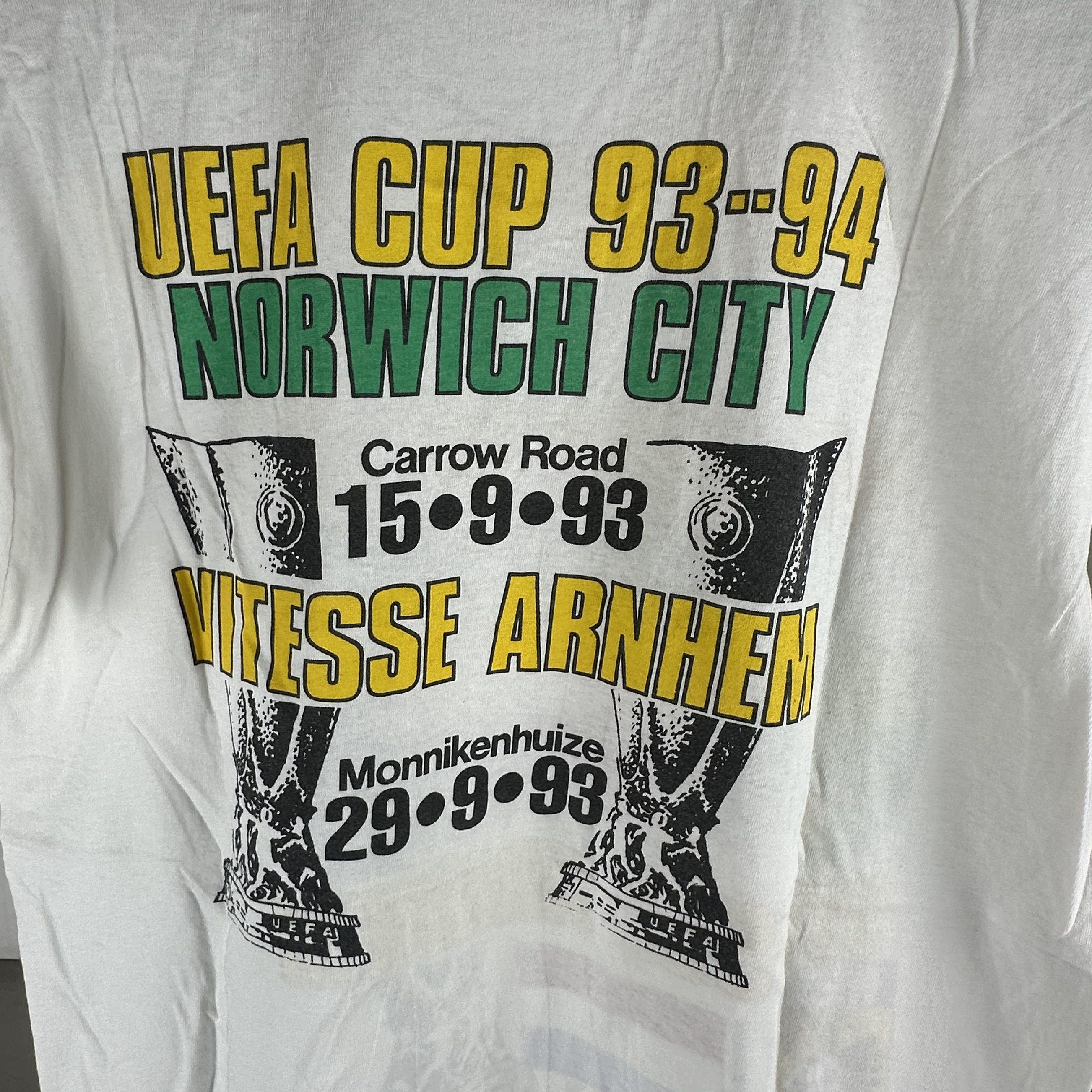 Vintage 1993-94 Soccer UEFA Cup Norwich City VS Vitesse T-shirt Size US M / EU 48-50 / 2 - 4 Thumbnail