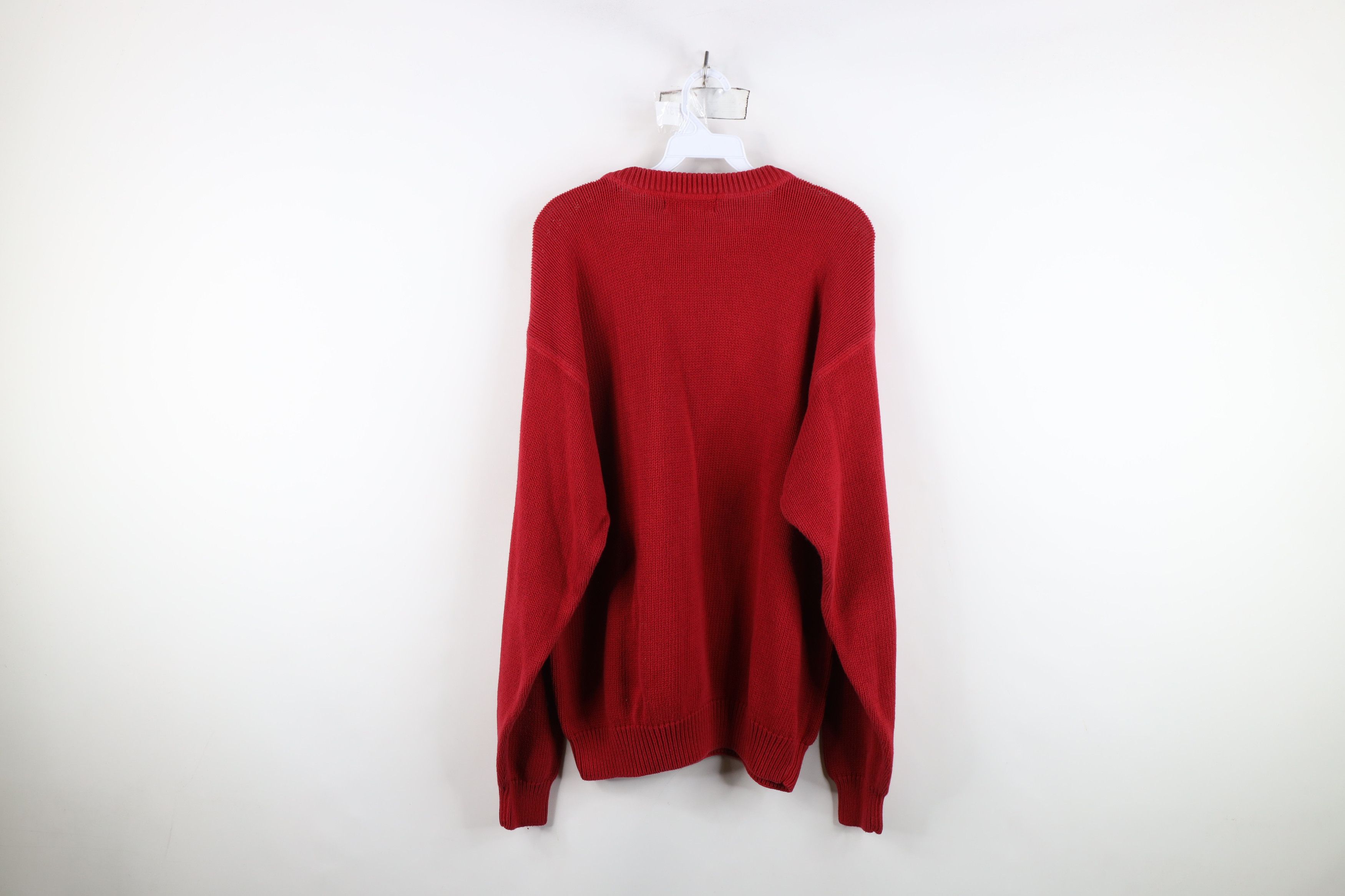 Vintage Vintage 90s Streetwear Blank Cotton Ribbed Knit Sweater Red Size US L / EU 52-54 / 3 - 7 Thumbnail