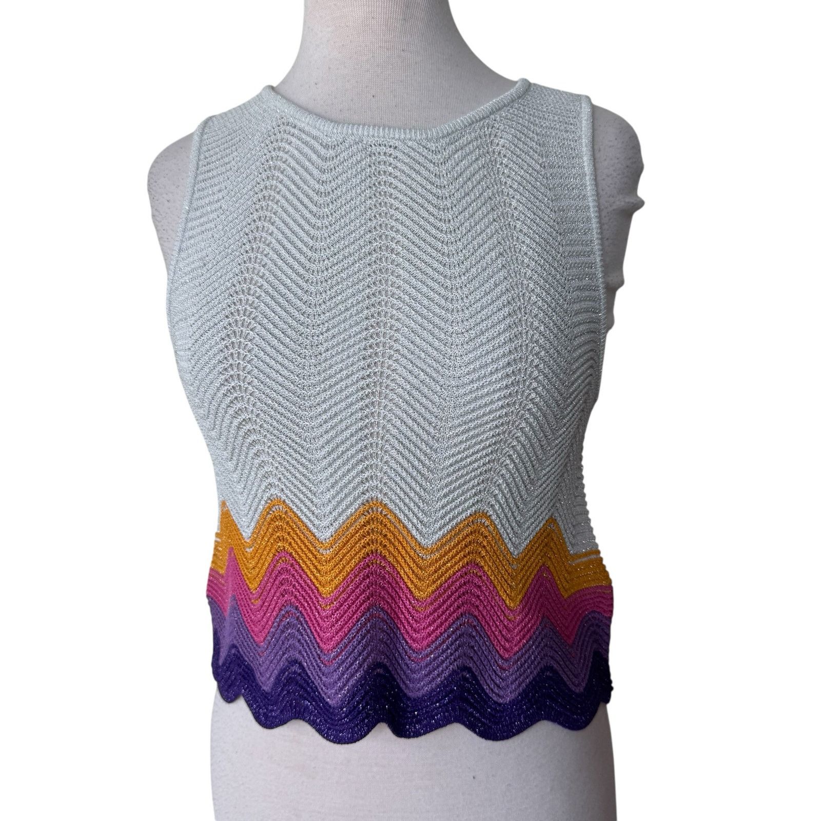 Sandro SANDRO Vallee Openwork Knit Tank Wave Pattern Mulit Size 2 Size XS / US 0-2 / IT 36-38 - 3 Thumbnail
