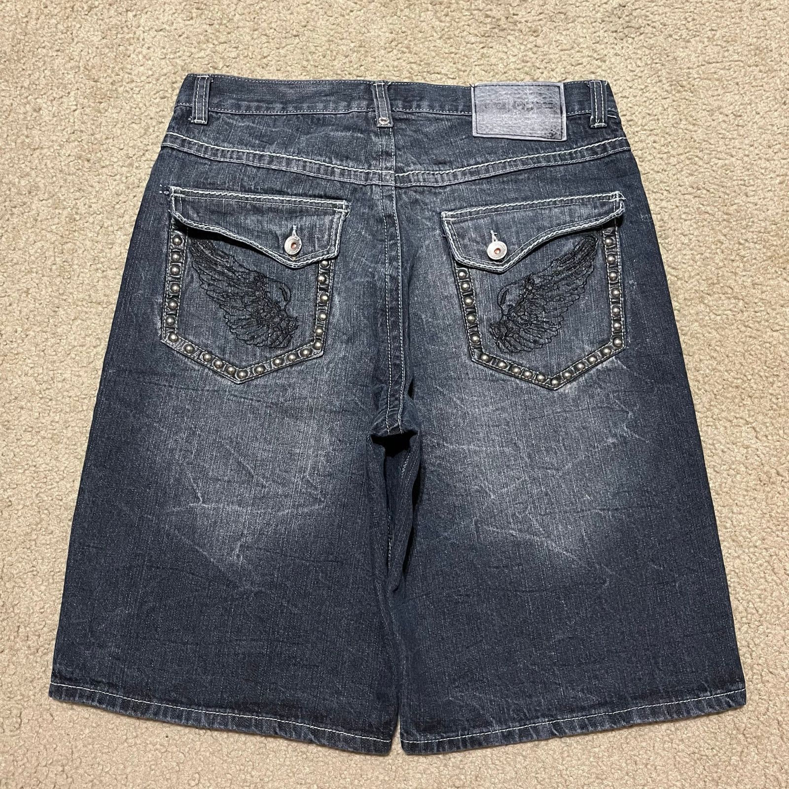 Phat Farm Phat Farm Y2K Baggy Skater Acid Washed Embroidered Jorts 36W Size US 36 / EU 52 - 2 Thumbnail