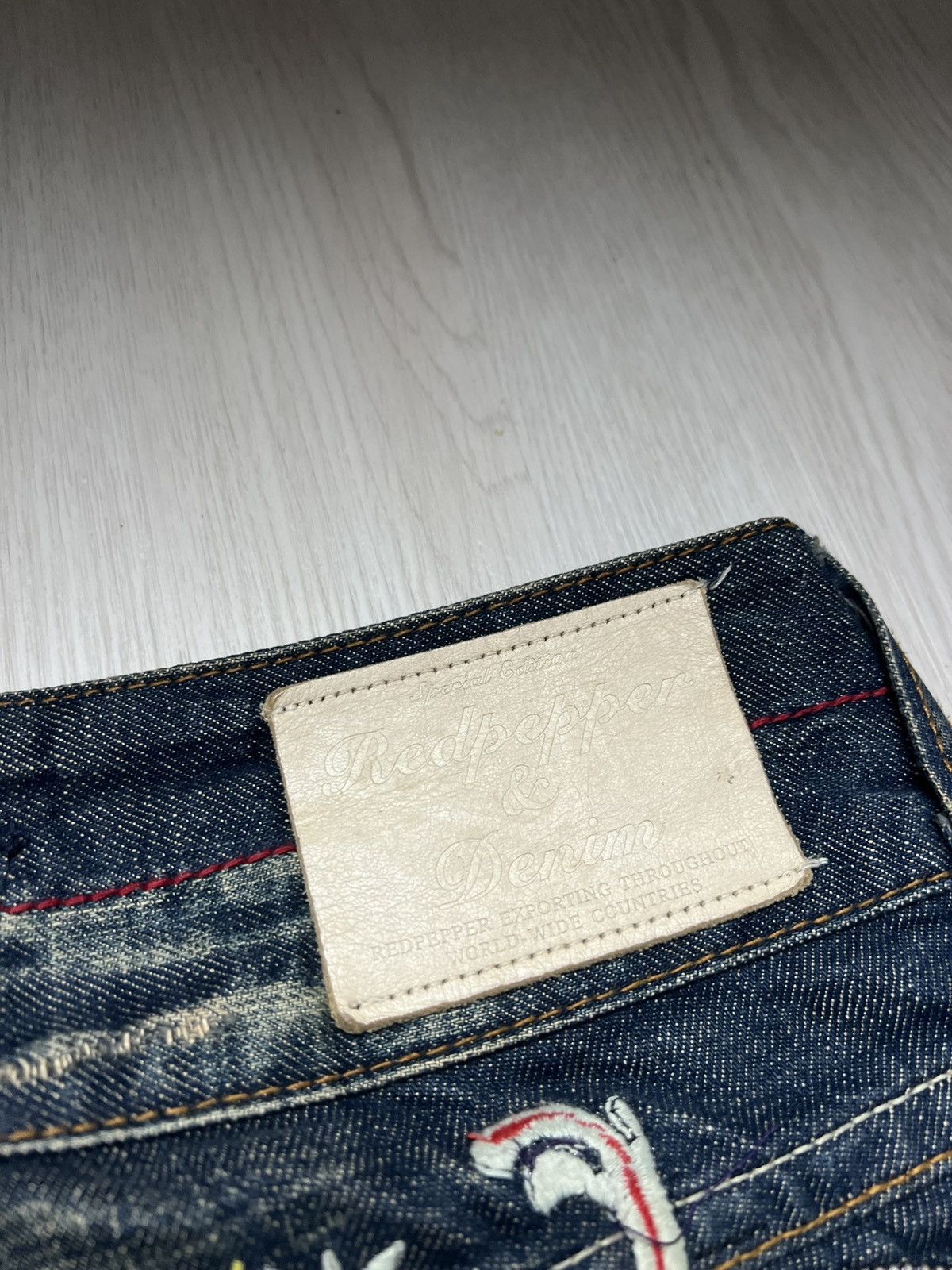 Japanese Brand Red Pepper Mud Wash Embroidered Bootcut Flared Jeans Size US 30 / EU 46 - 6 Thumbnail