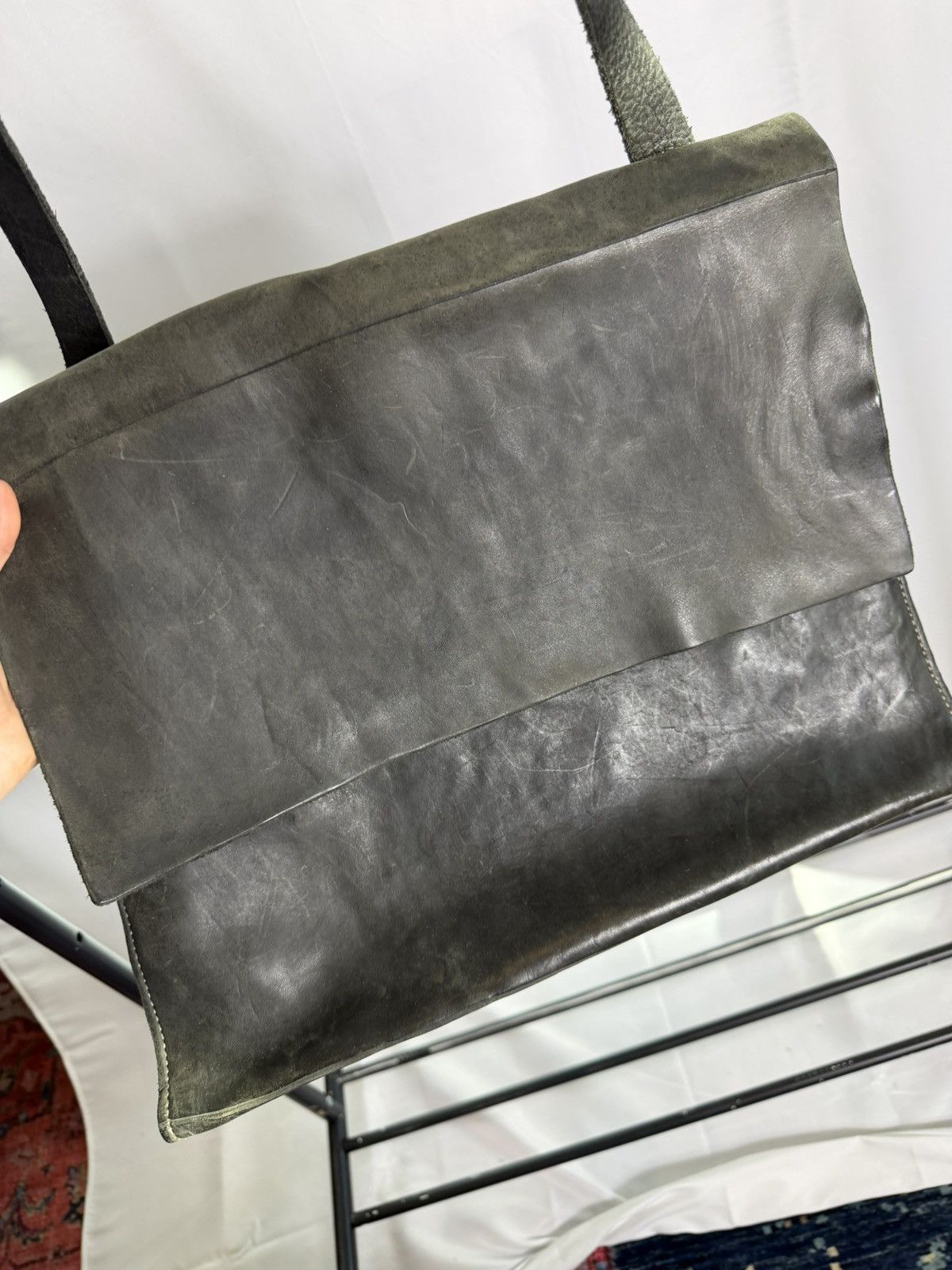 Guidi Guidi Distressed Leather Messenger Bag Size 34 - 2 Thumbnail