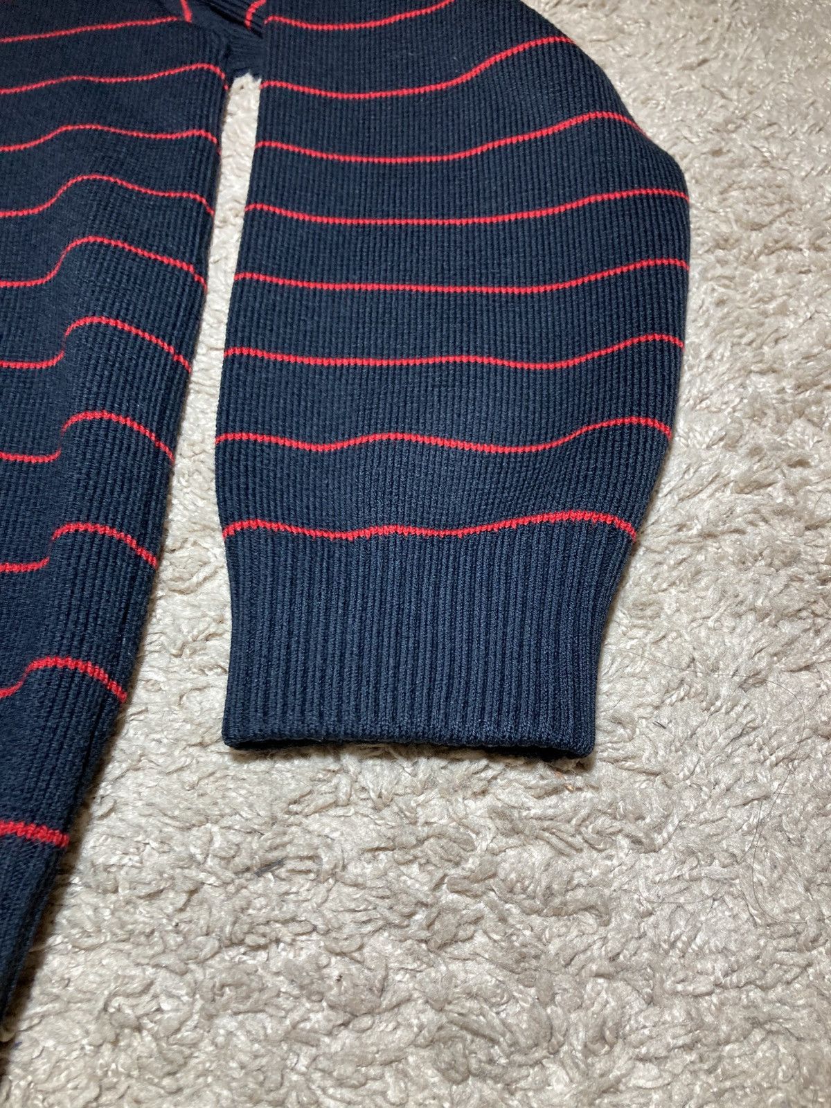 Celine SS20 Celine Mock Neck Striped Wool Sweater Thick Red Hedi Size US M / EU 48-50 / 2 - 3 Thumbnail