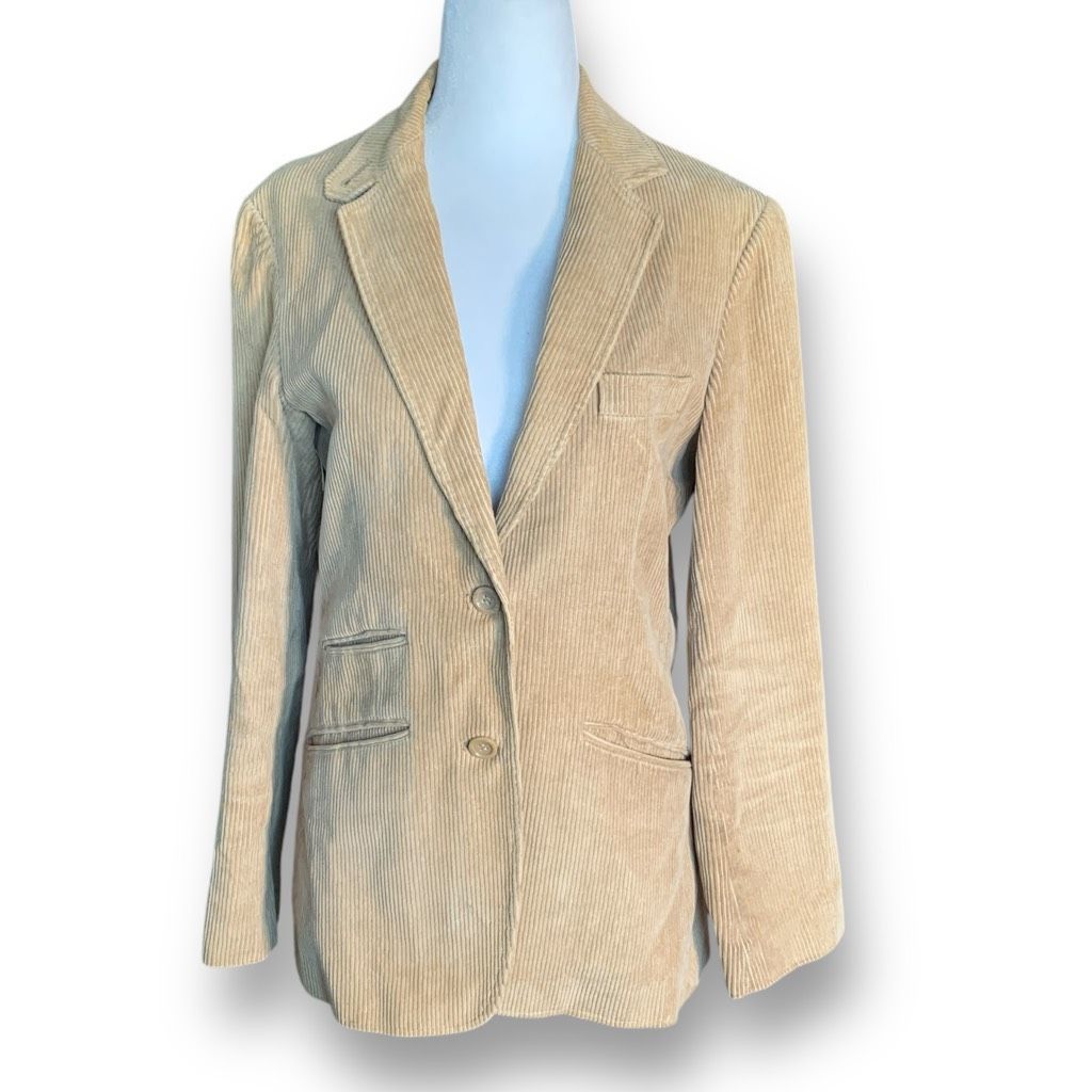 Vintage Vintage Nelson Hall Beige Tailored Corduroy Blazer Jacket Ac Size L / US 10 / IT 46 - 1 Thumbnail