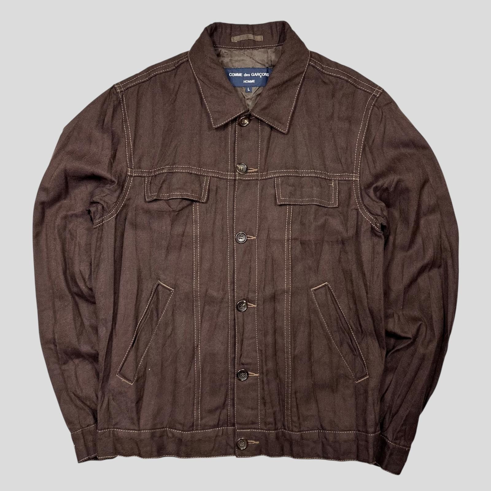 Comme des Garcons CDG Homme 2004 Crinkle Striped Work Jacket - L (M) Size US L / EU 52-54 / 3 - 4 Thumbnail