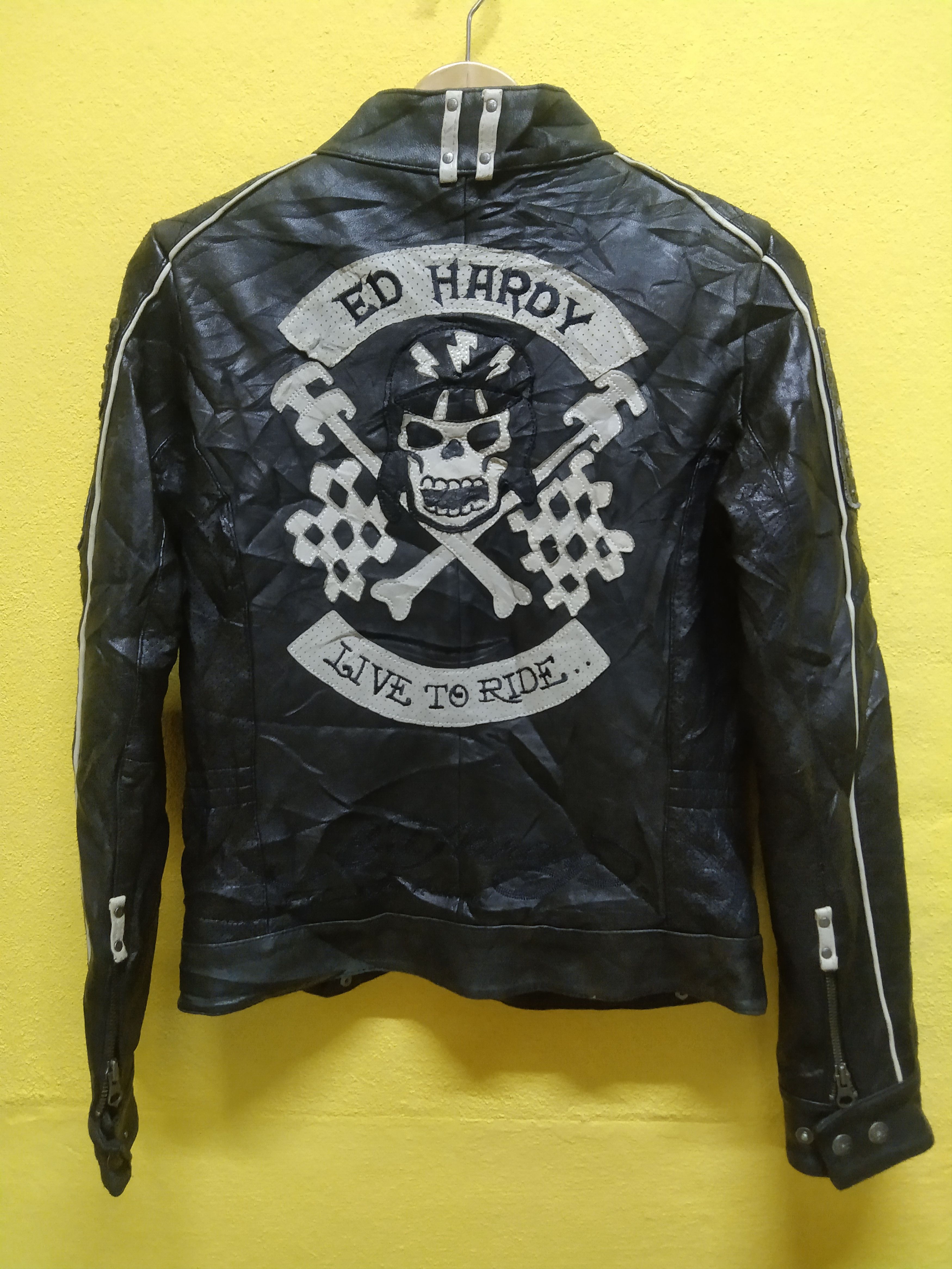 Vintage Ed Hardy Live To Ride Leather Jacket