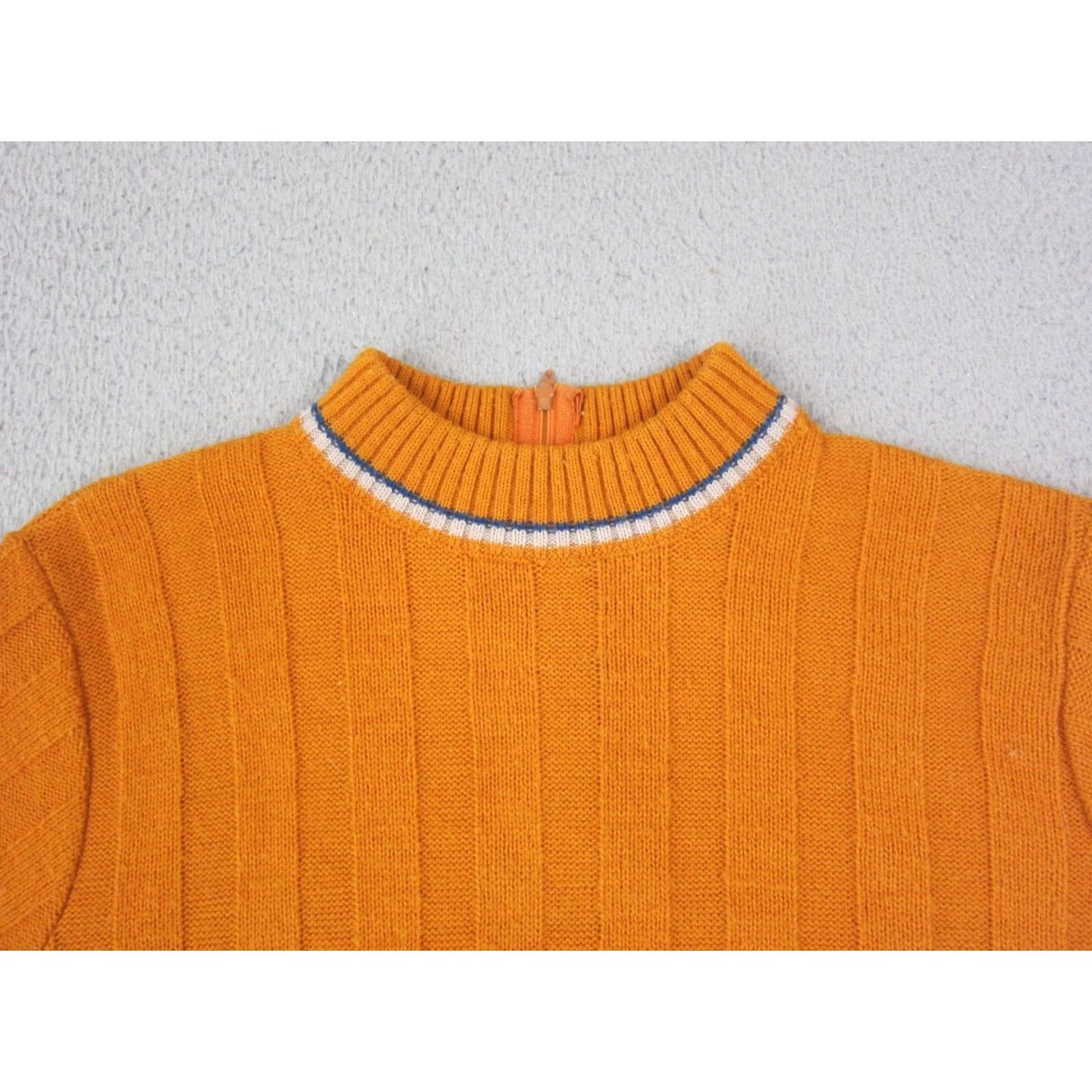 Vintage Vintage Orange Mock Neck Knit Sweater Womens Small S Pullover 90s Winter Fall Knit Ribbed Acrylic Mens? Size S / US 4 / IT 40 - 2 Thumbnail