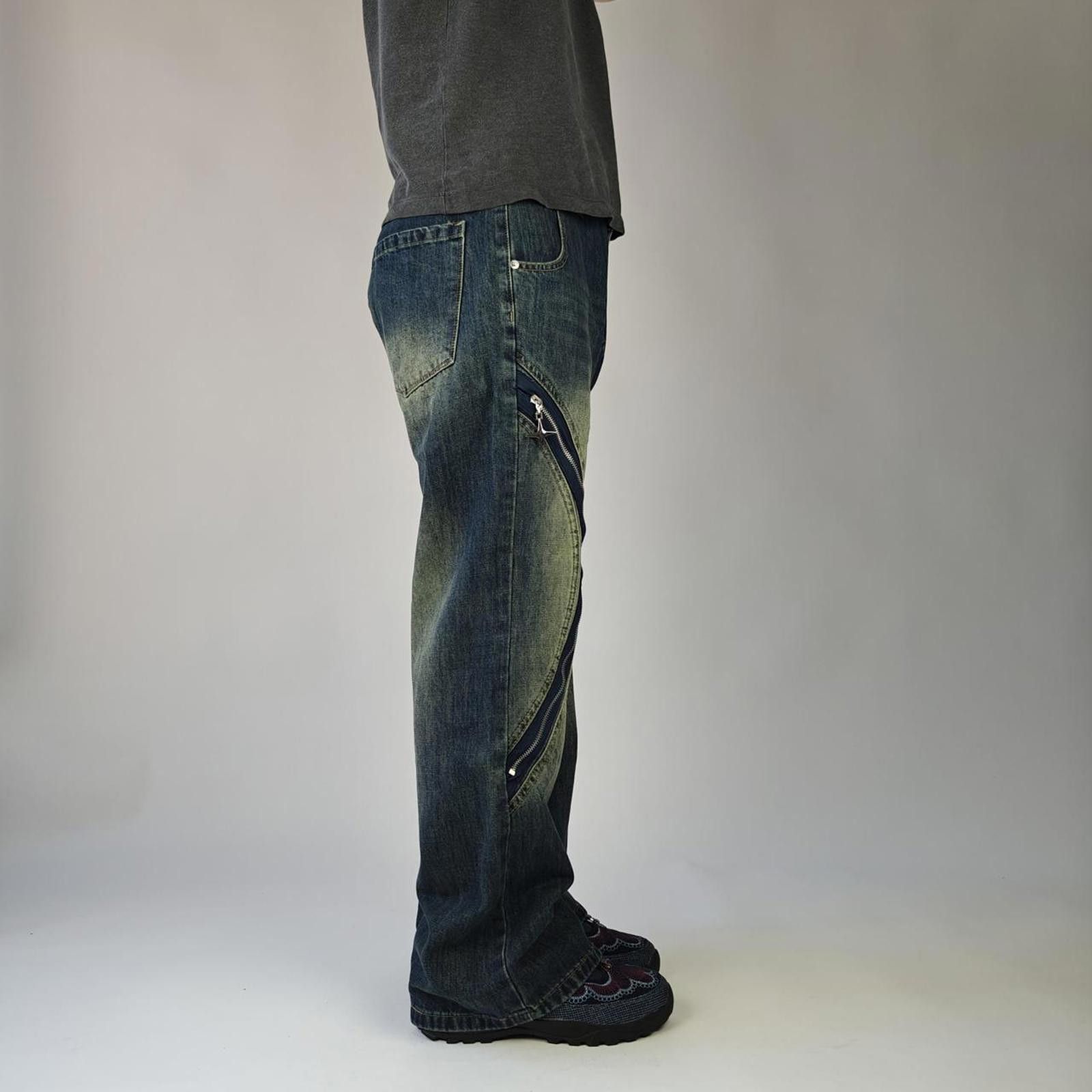 Other Blue Faded Sidezip Wide Leg Denim Size US 32 / EU 48 - 3 Thumbnail