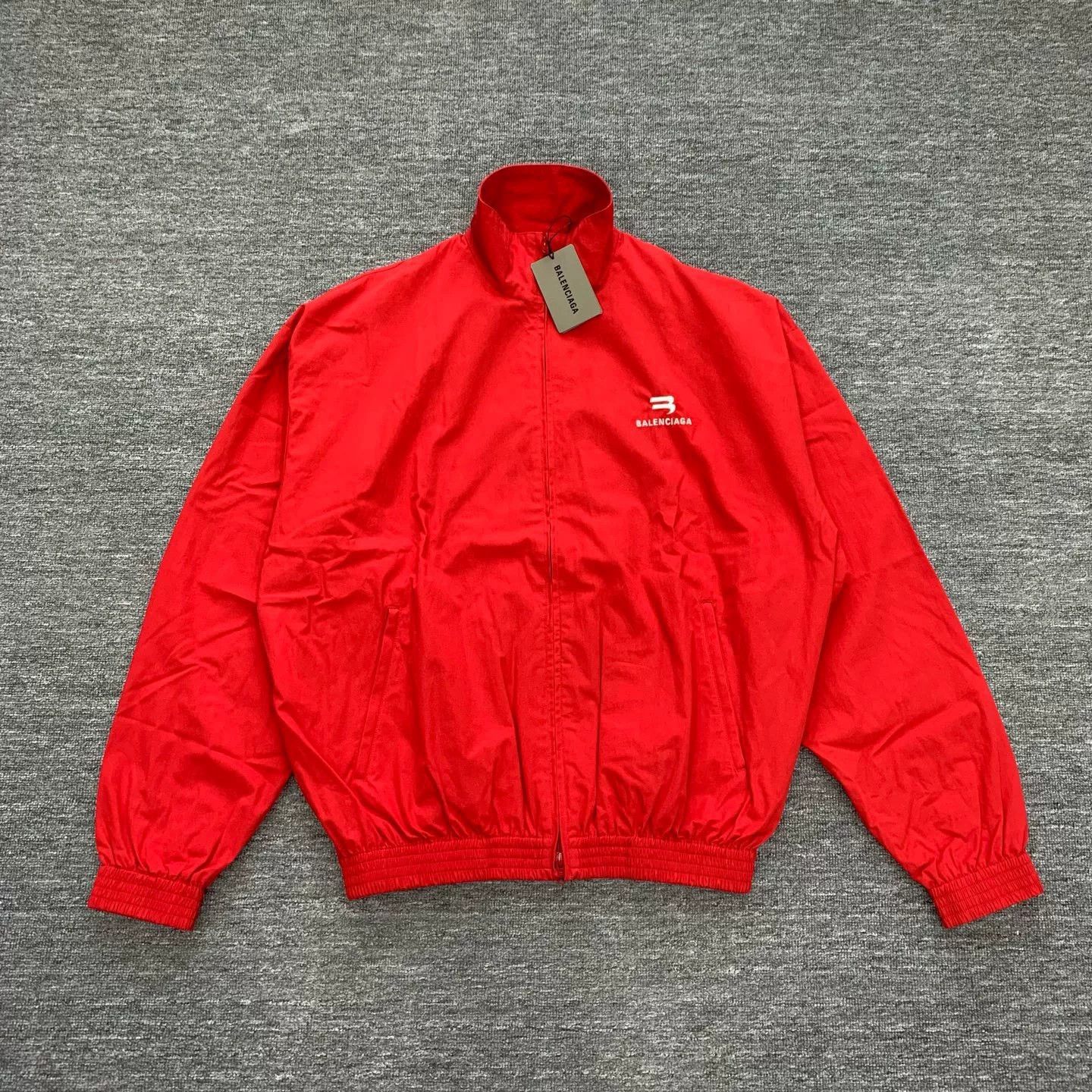 Balenciaga Red Double Logo Windbreaker Jacket