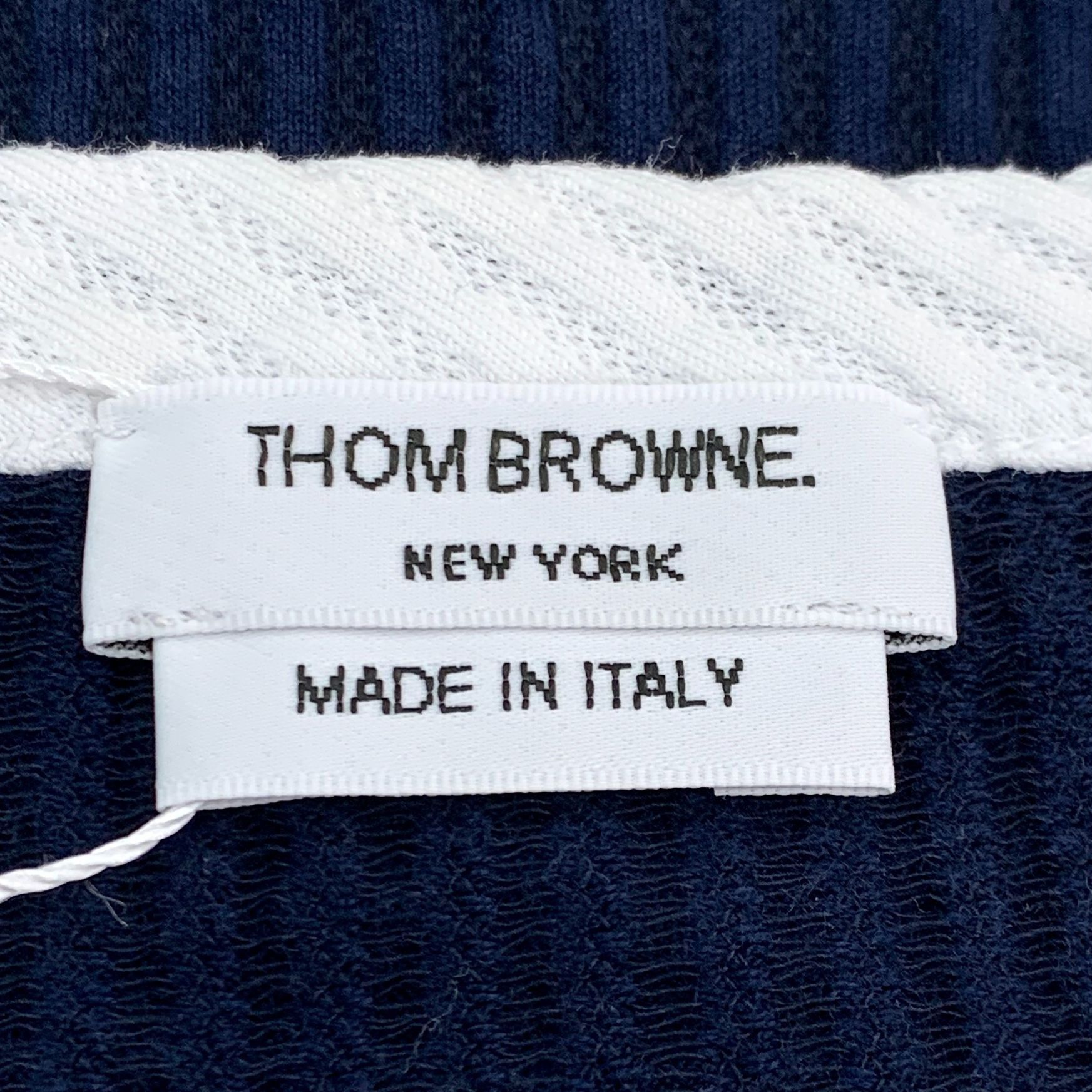 Thom Browne Thom Browne Navy & White Ribbed Cotton Short Sleeve T-Shirt Size US S / EU 44-46 / 1 - 3 Thumbnail