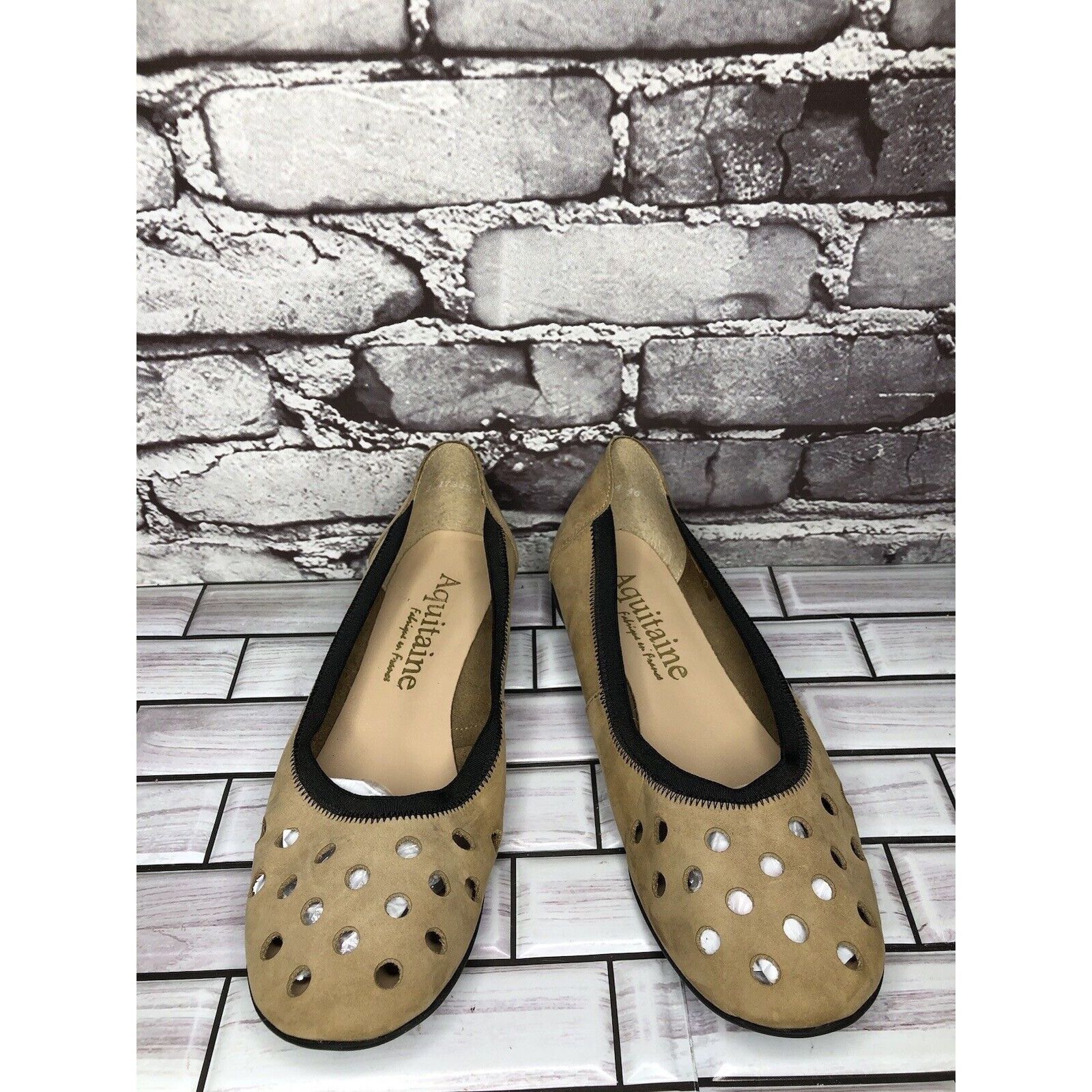 Other Aquitaine Brown Leather Perforated Ballet Flats Round Toe Sh Size US 9 / IT 39 - 17 Thumbnail
