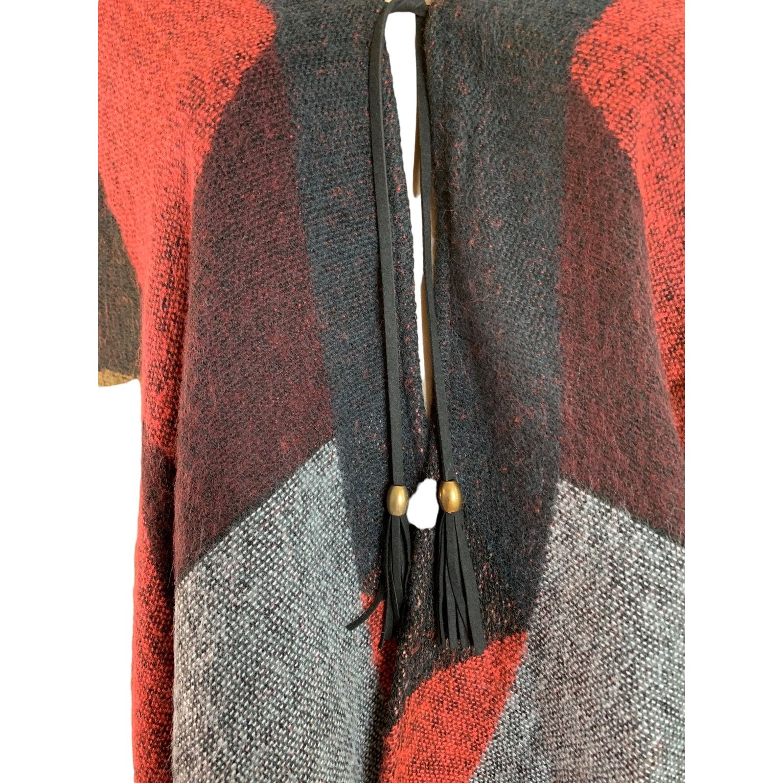 Other Marc New York Poncho Buffalo Plaid Cardigan Tassel & Fringes Size ONE SIZE - 7 Thumbnail