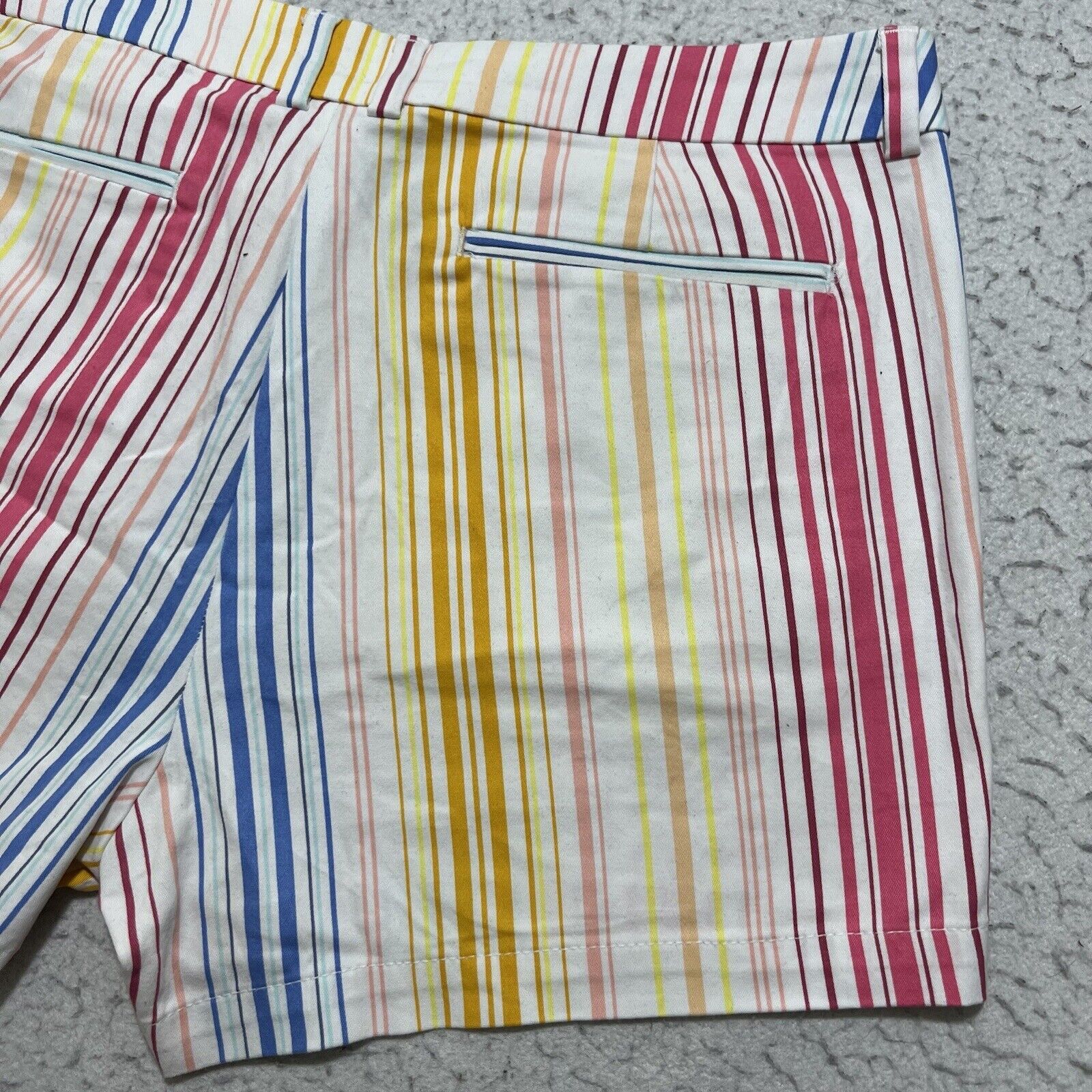 JCPenney a.n.a. Twill Shorts 3" Inseam Colorful Striped Flat Front Size 38" / US 16 / IT 52 - 8 Thumbnail