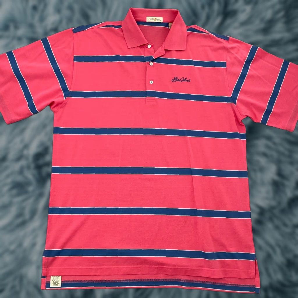 Peter Millar VINTAGE Peter Millar Polo Shirt Adult Large Pink Striped Sea Island Golf Mens L Size US L / EU 52-54 / 3 - 1 Thumbnail