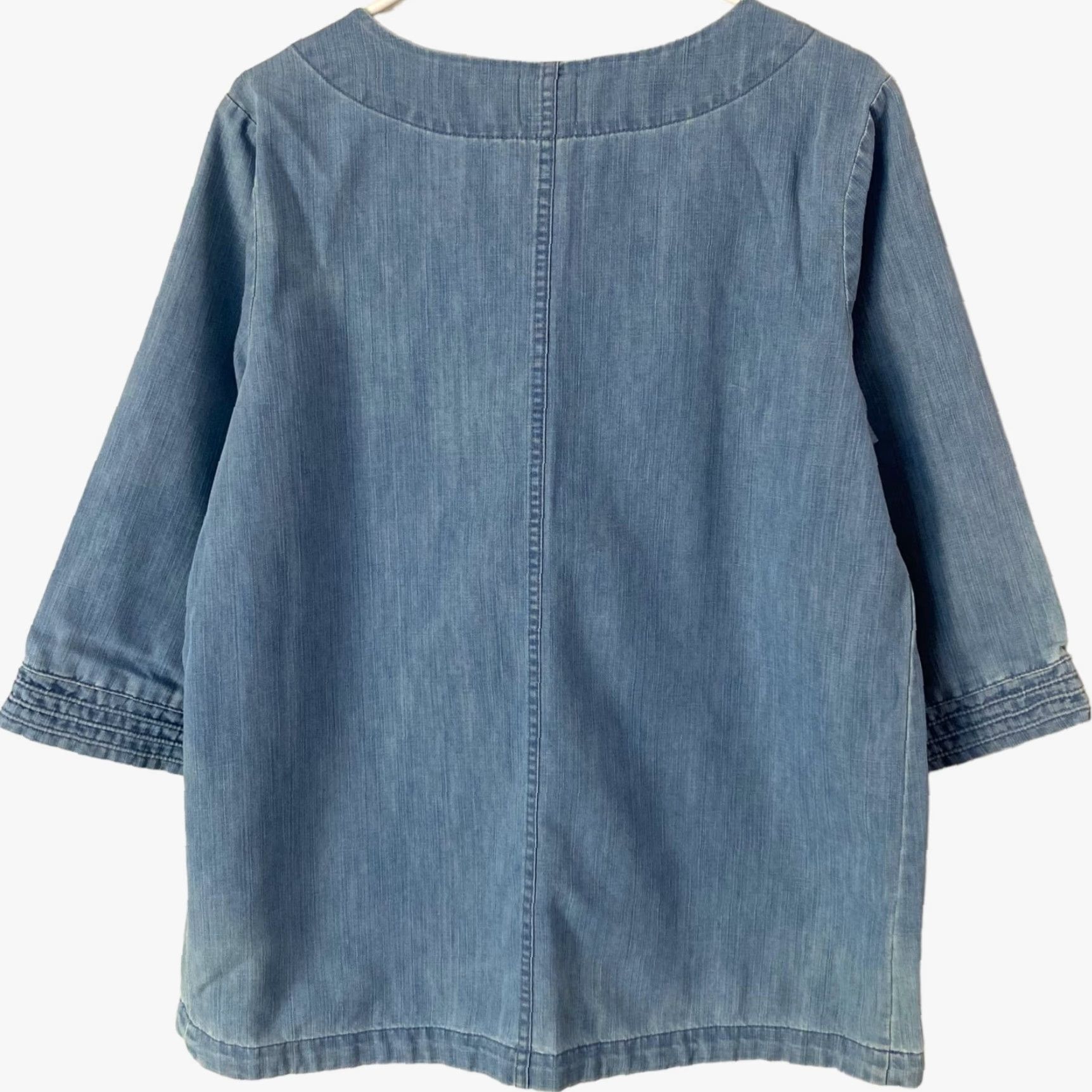 Vintage Martha Stewart Denim Tunic Top 3/4 Sleeve Blue Womens M Pullover Shirt Blouse Casual Knit Cotton Blend Beach Classic Size M / US 6-8 / IT 42-44 - 3 Thumbnail