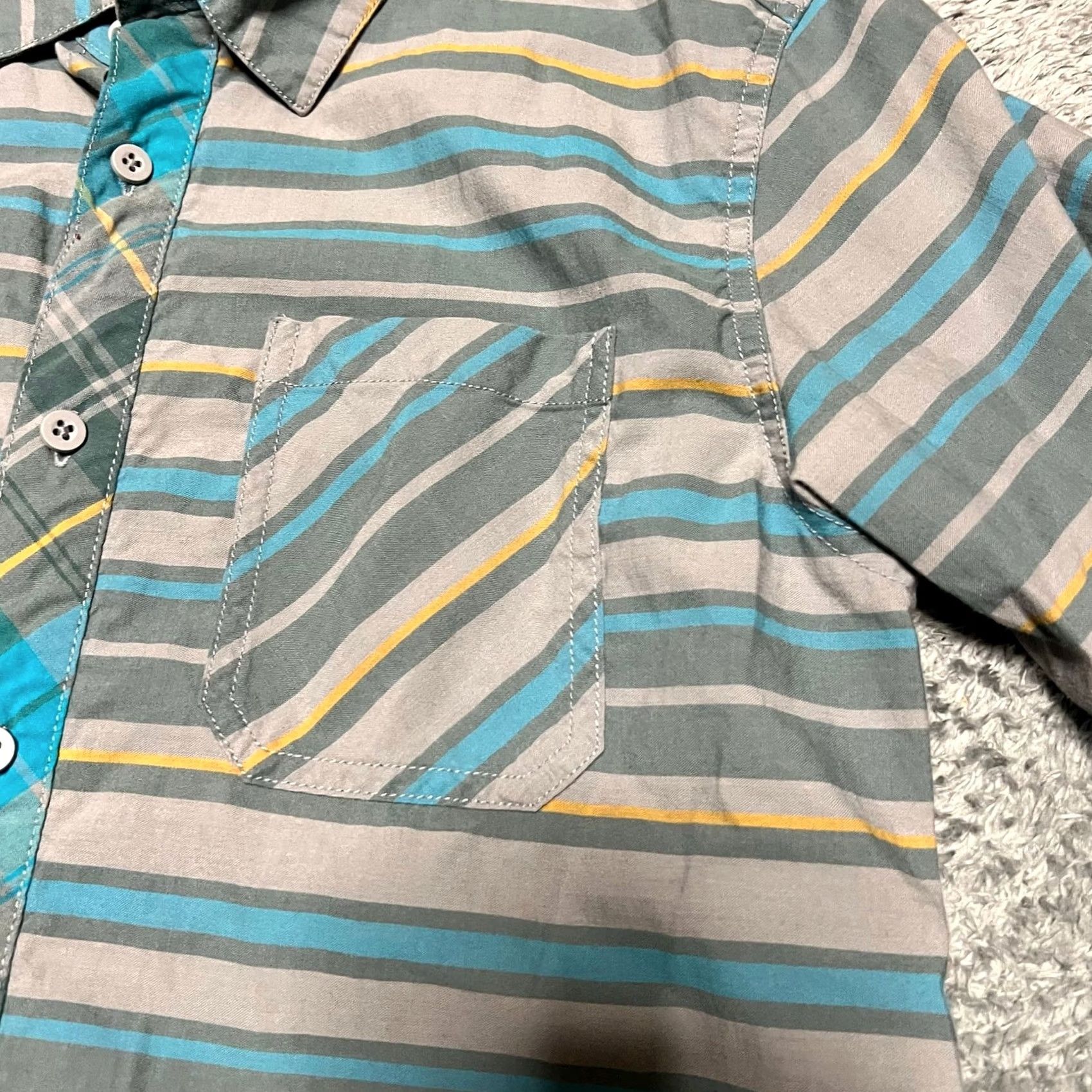 Smartwool SmartWool Shirt Mens Medium Striped Short Sleeve Button Up Merino Wool Blend Blue Mens Regular Short Sleeve Shirt Size US M / EU 48-50 / 2 - 3 Thumbnail
