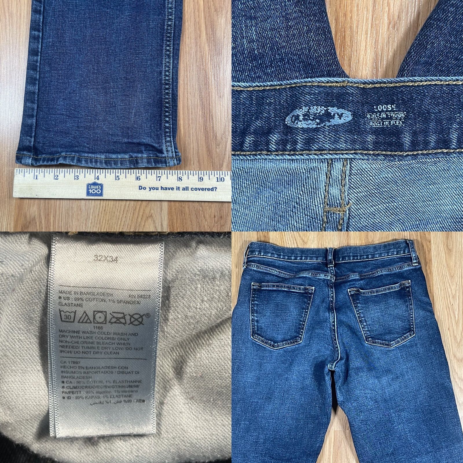 Old Navy Old Navy Jeans Mens 32Wx34L Loose Straight Leg Cotton Blend Denim Blue Jeans Mens Regular 32 Blue Straight 5-Pocket Denim Size US 32 / EU 48 - 8 Thumbnail