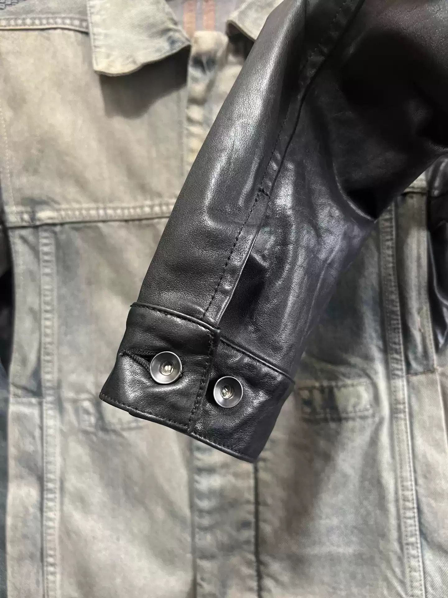 Rick Owens Rick Owens 12ss first year leather sleeve wash jeans jacket Size US XS / EU 42 / 0 - 4 Thumbnail